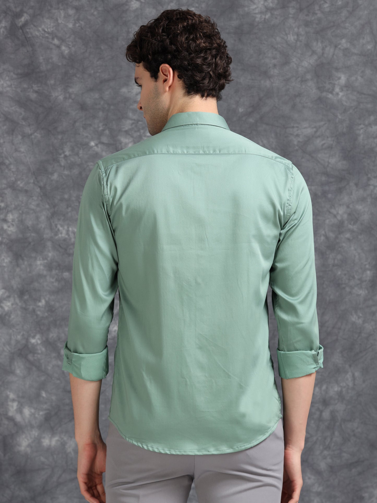 Light Green 60's Satin lycra Shirt