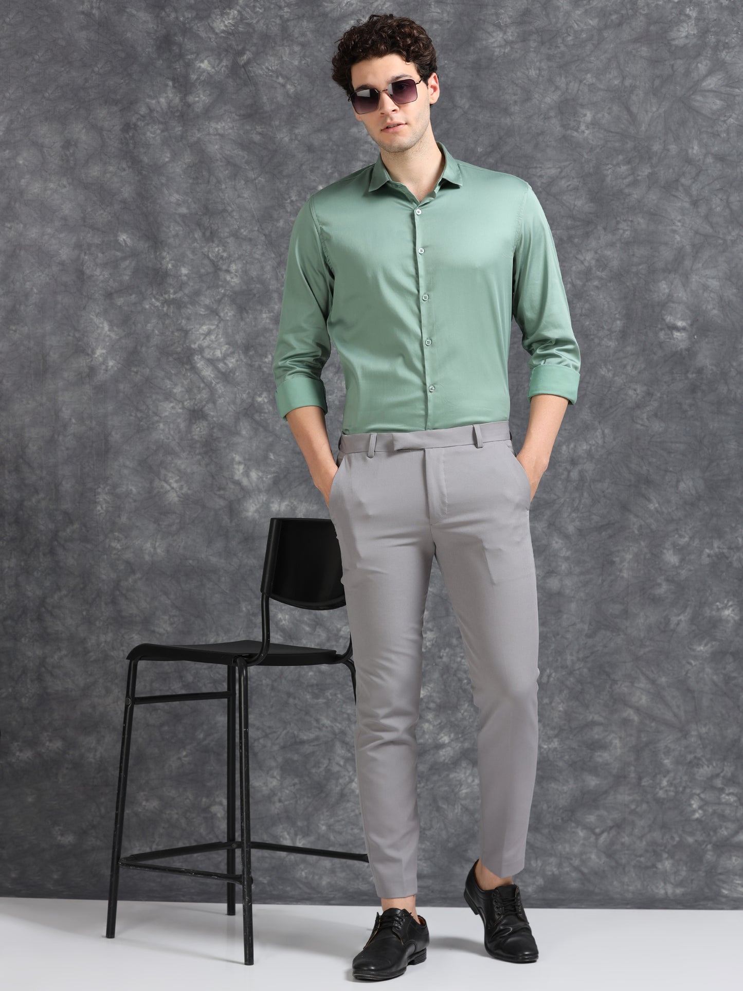 Light Green 60's Satin lycra Shirt