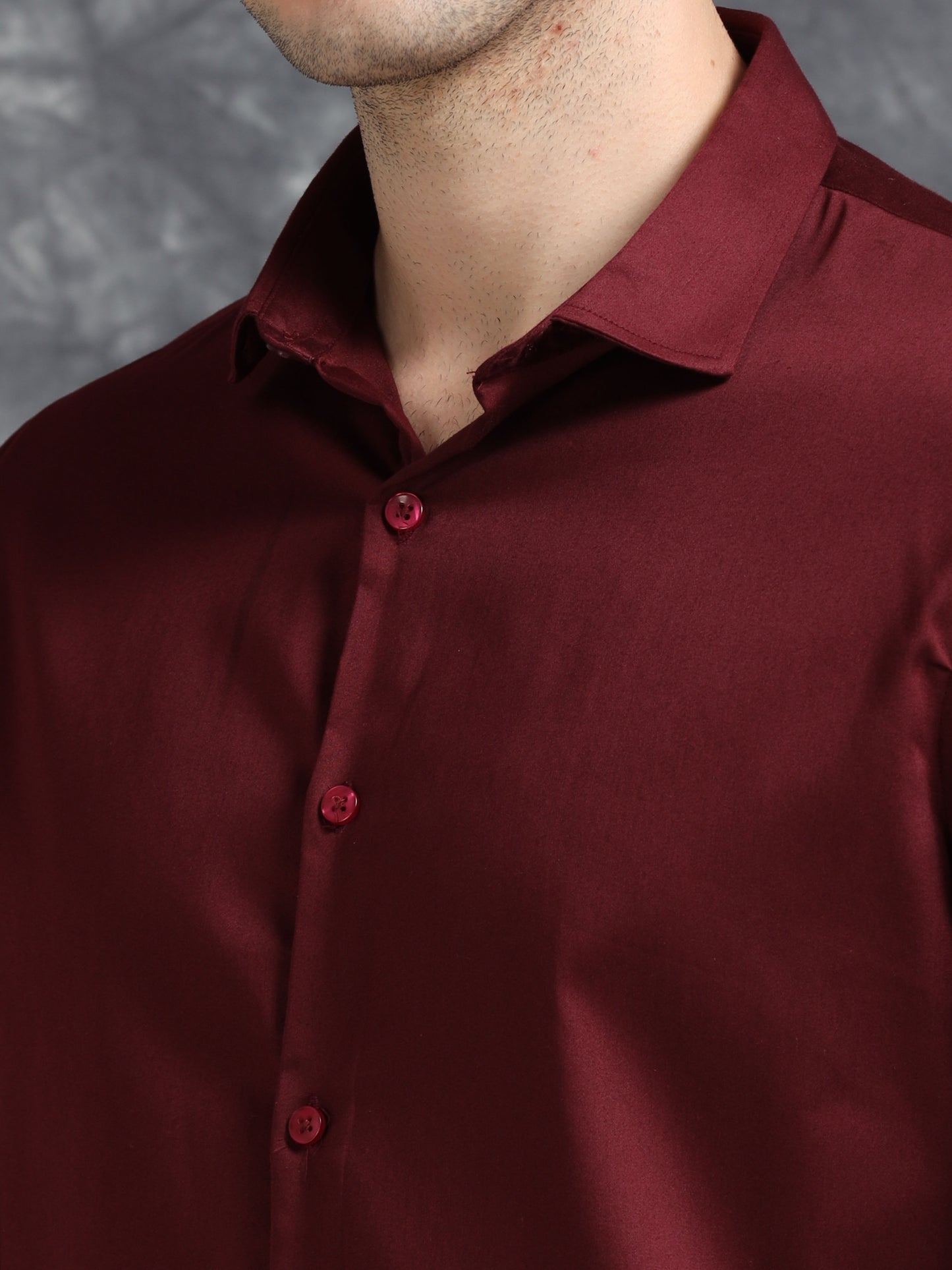 Maroon 60's Satin lycra Shirt