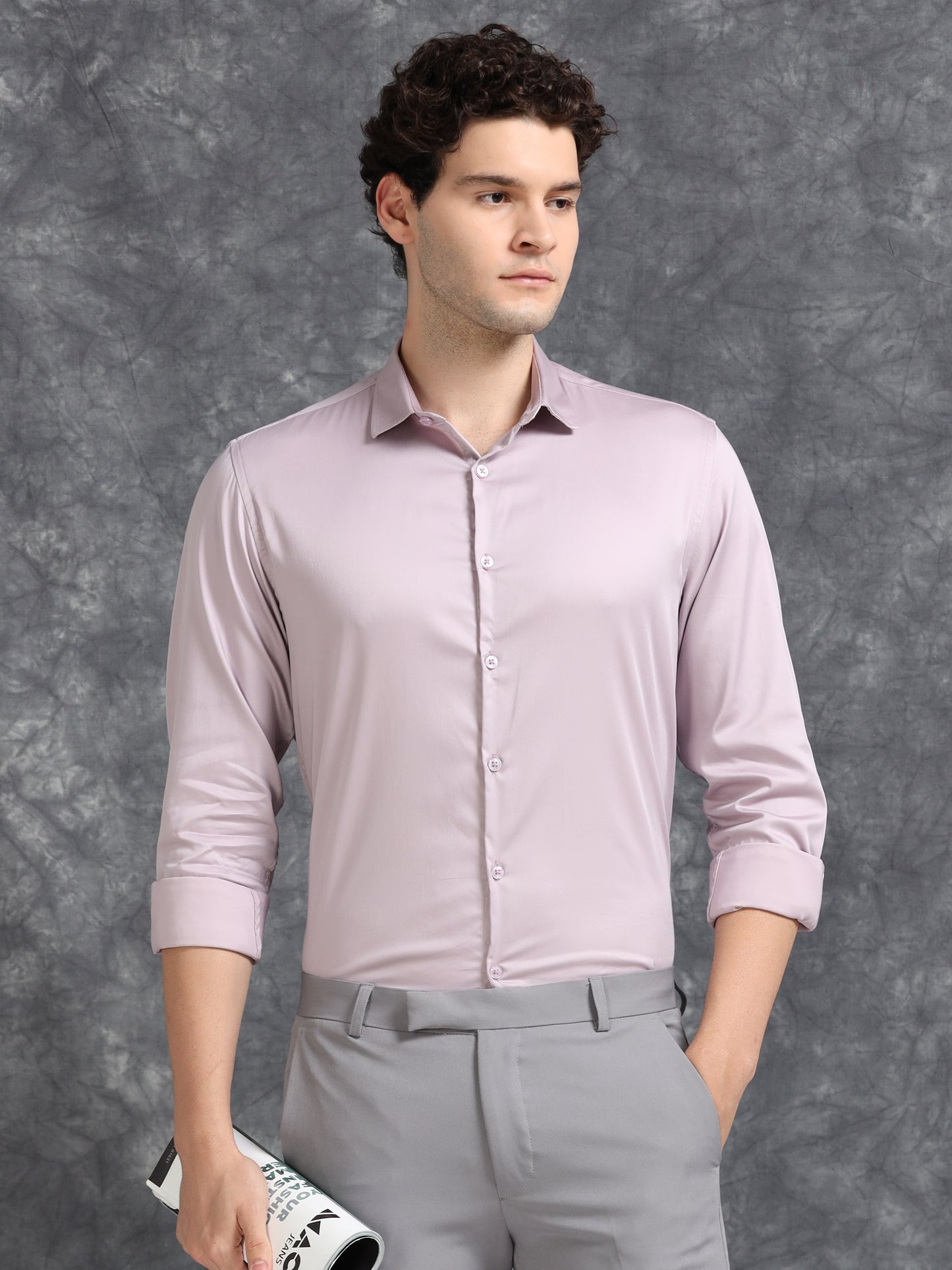 Lavender  60's Satin lycra Shirt