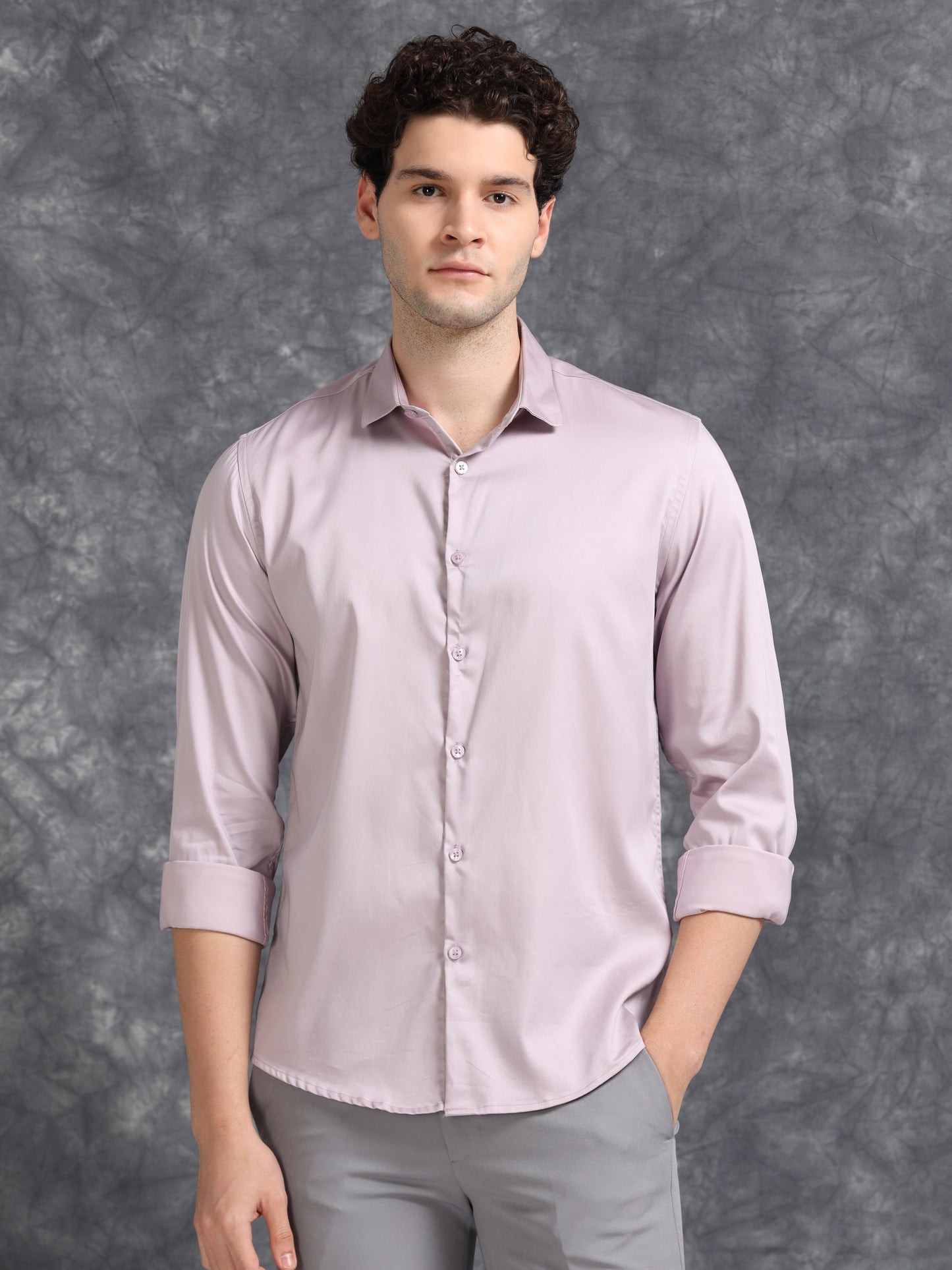 Lavender  60's Satin lycra Shirt