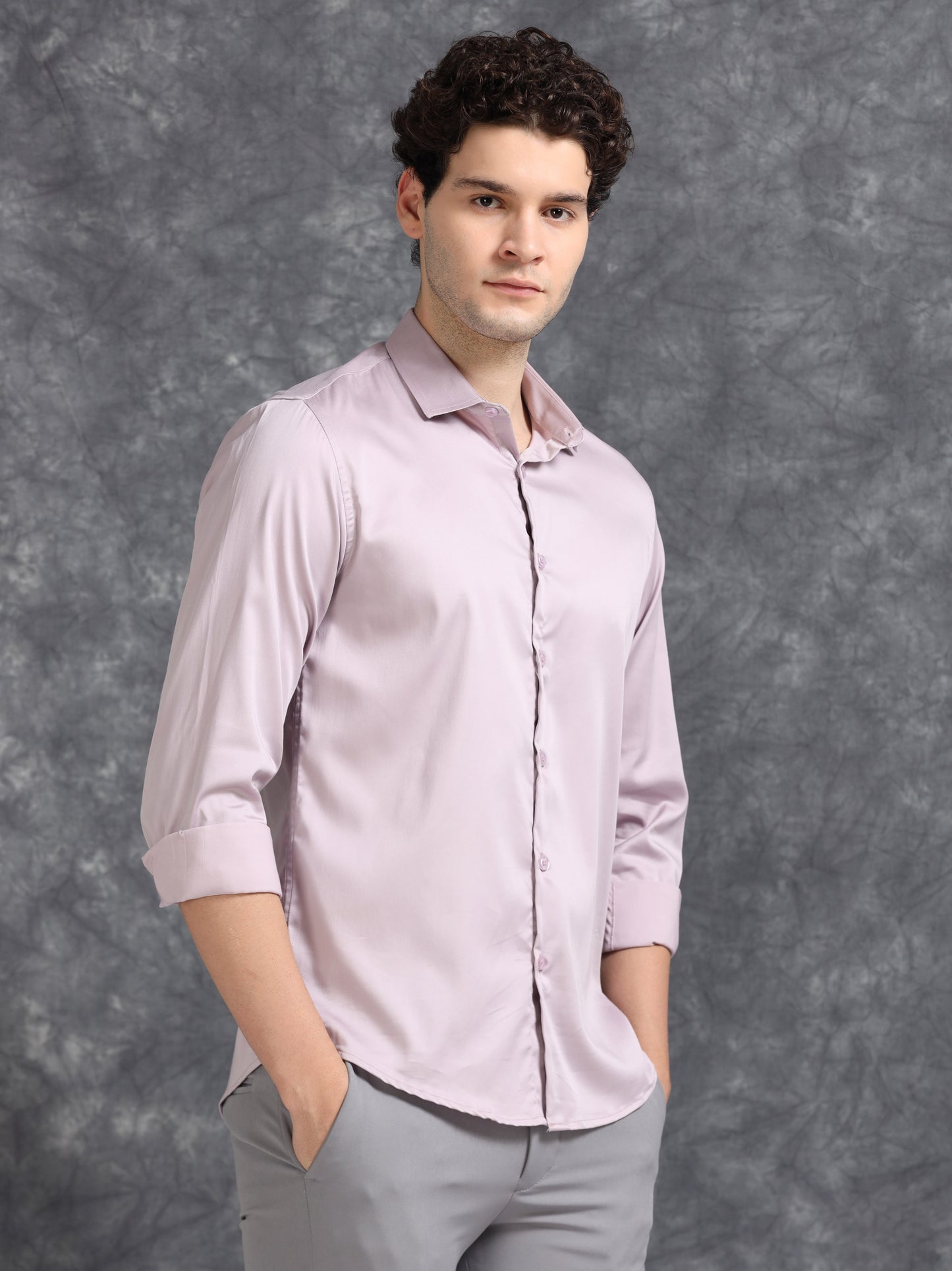 Lavender  60's Satin lycra Shirt