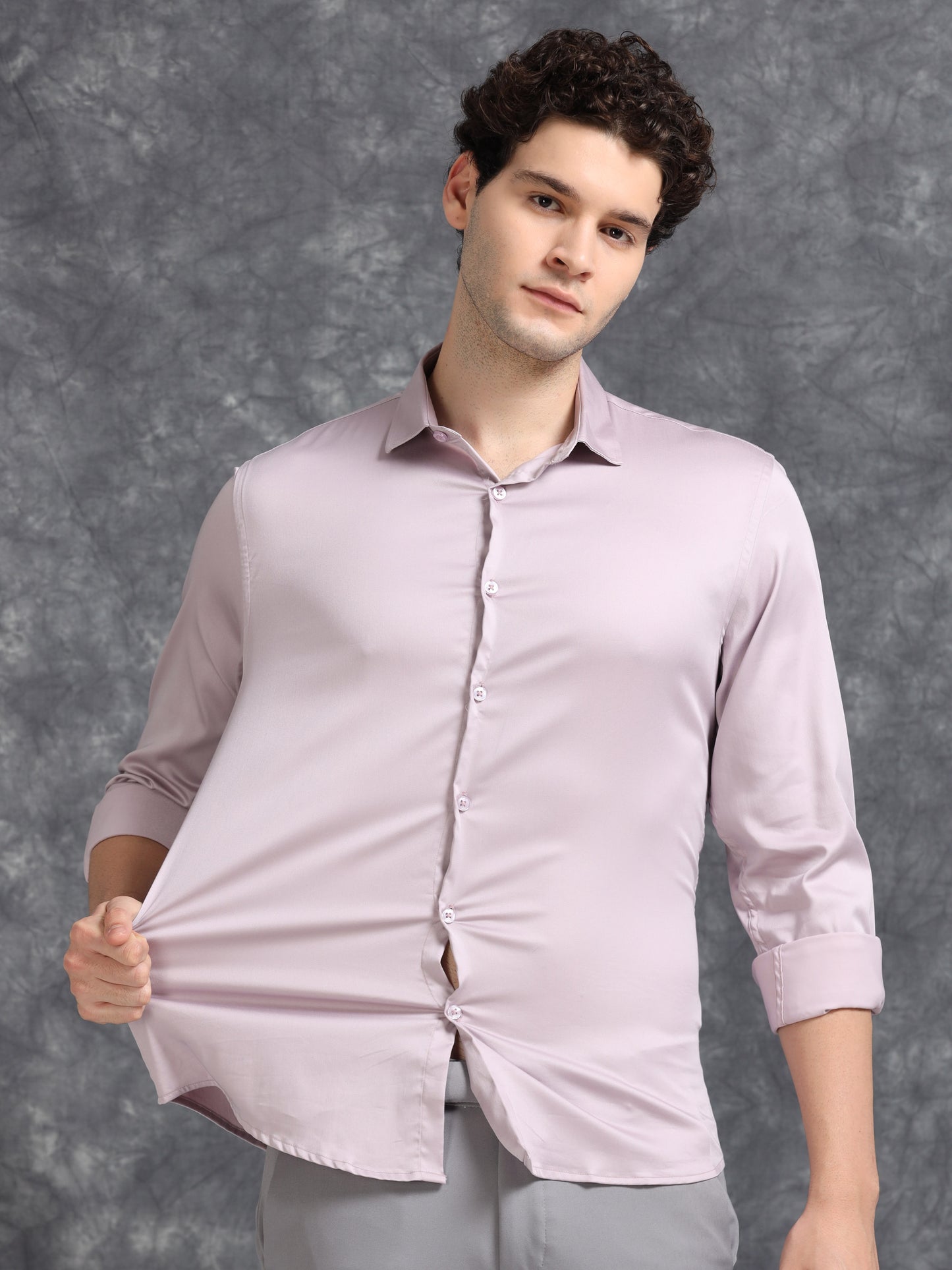 Lavender  60's Satin lycra Shirt