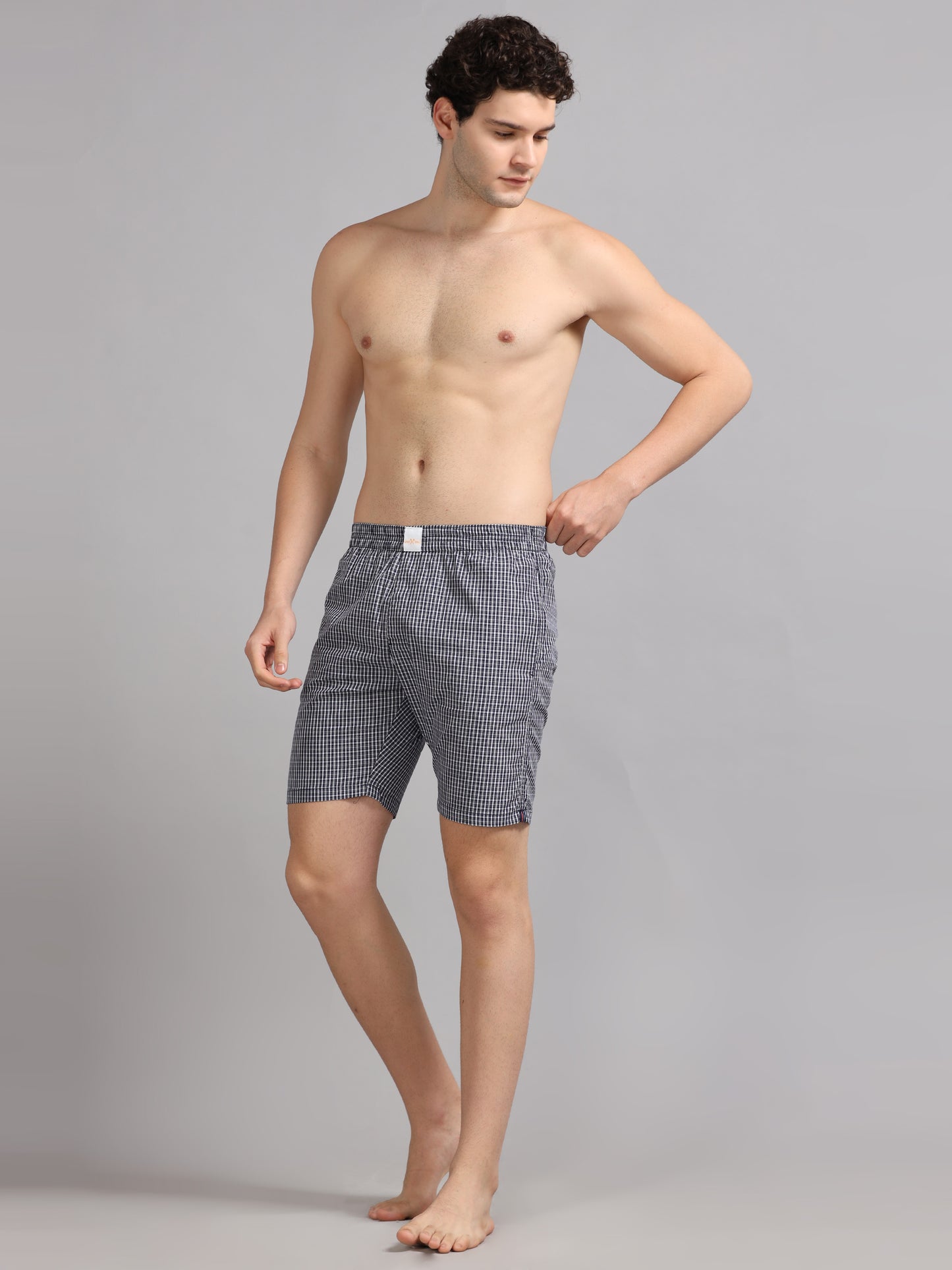 Grey Micro Checks Boxer