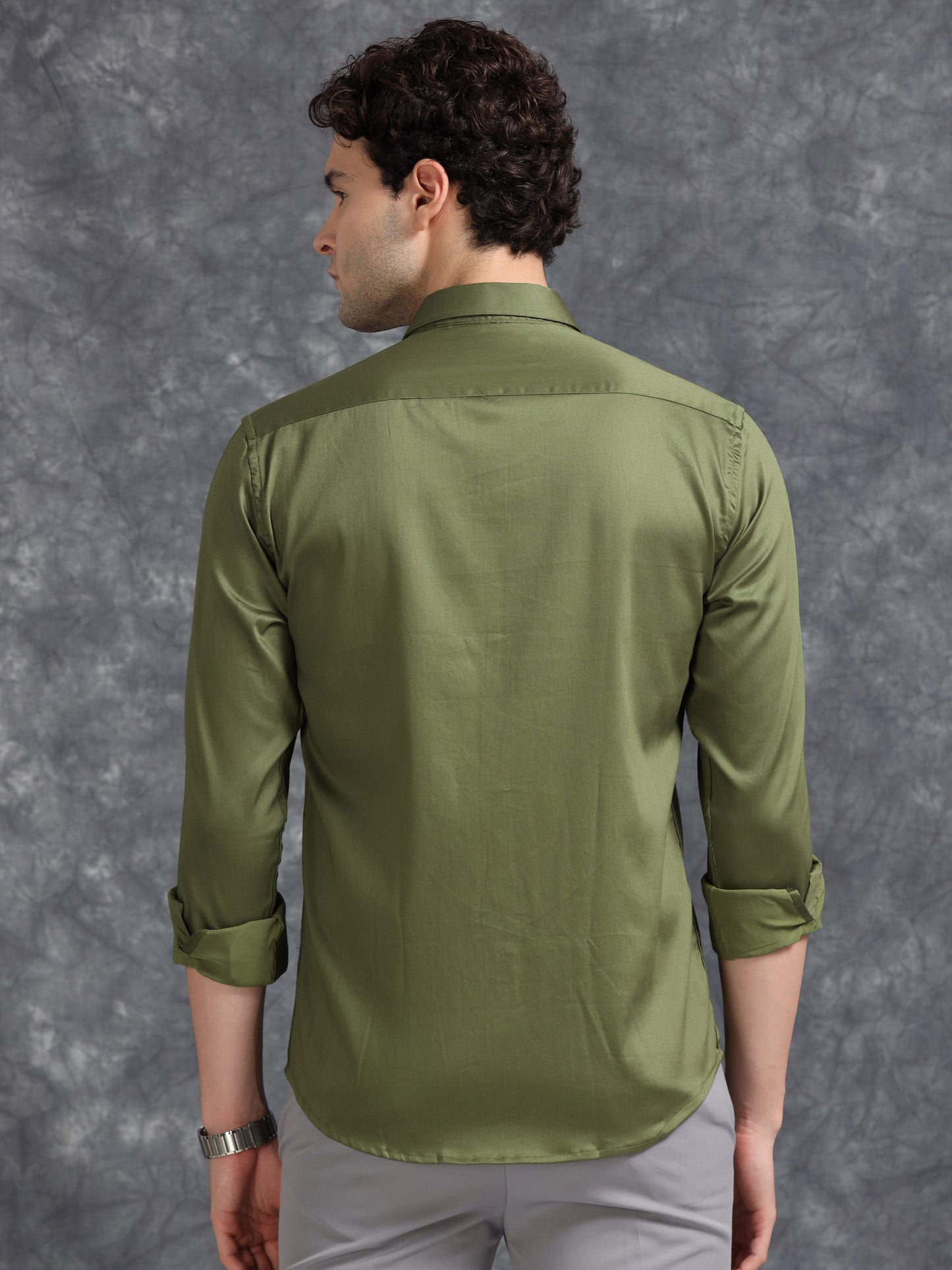 Green 60's Satin lycra Shirt