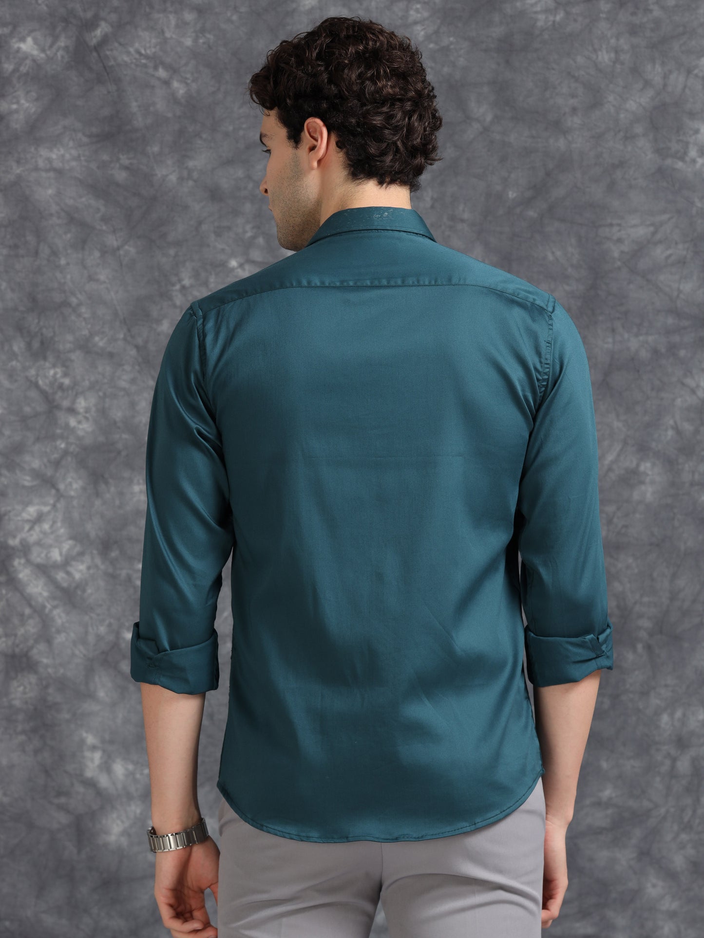 Blue 60's Satin lycra Shirt