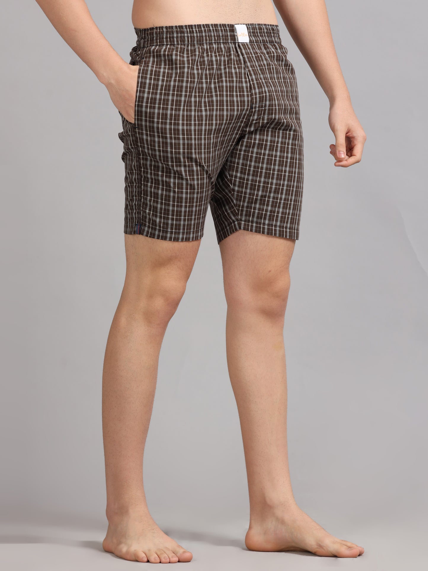 Dark Brown Checks Boxer