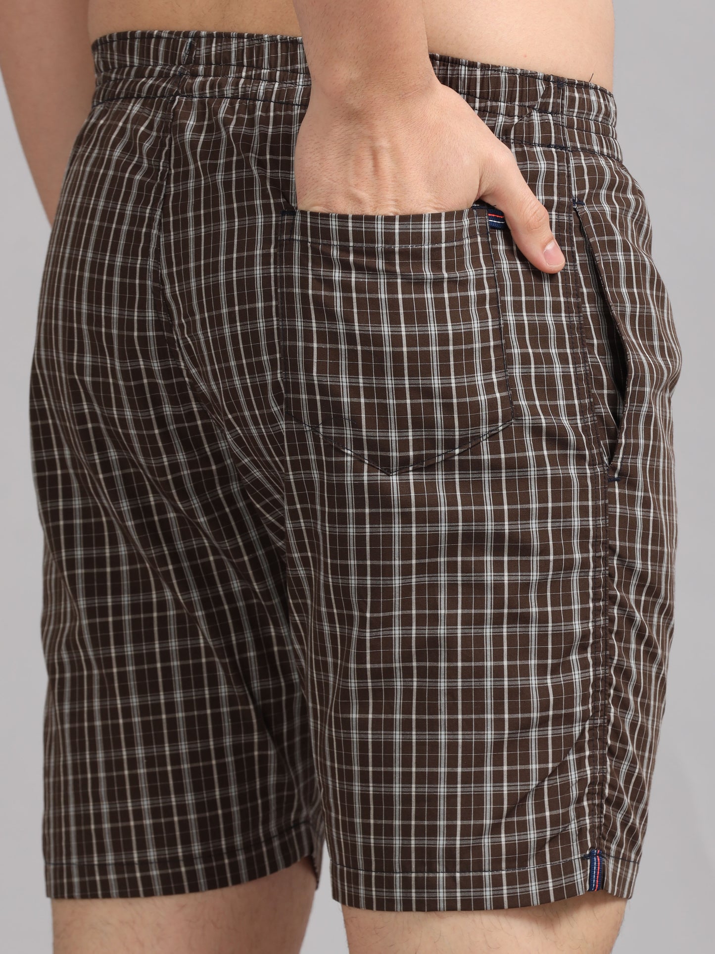 Dark Brown Checks Boxer