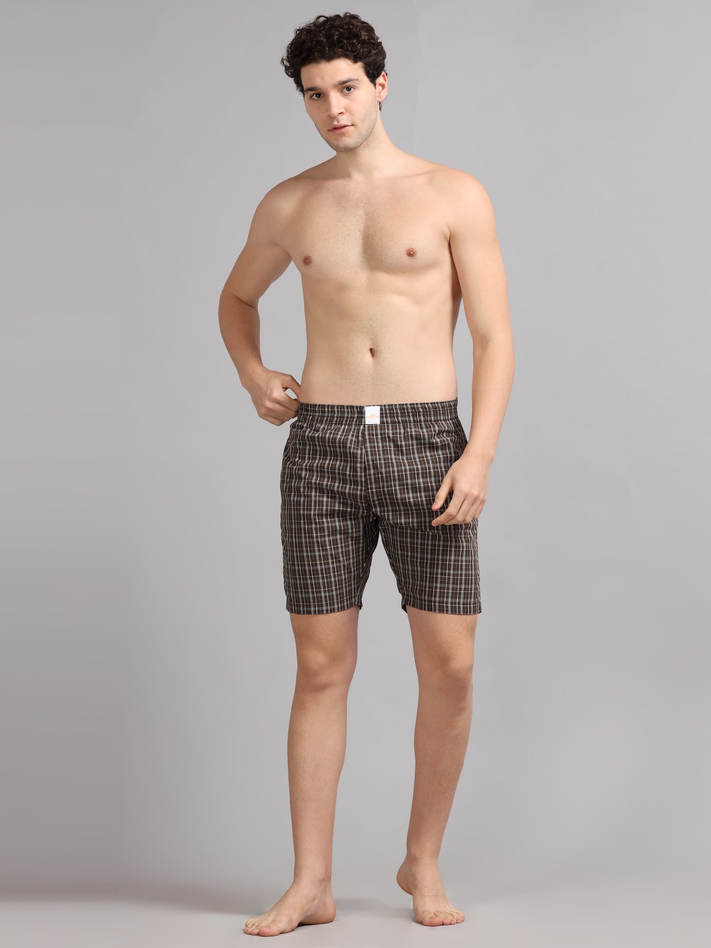 Dark Brown Checks Boxer