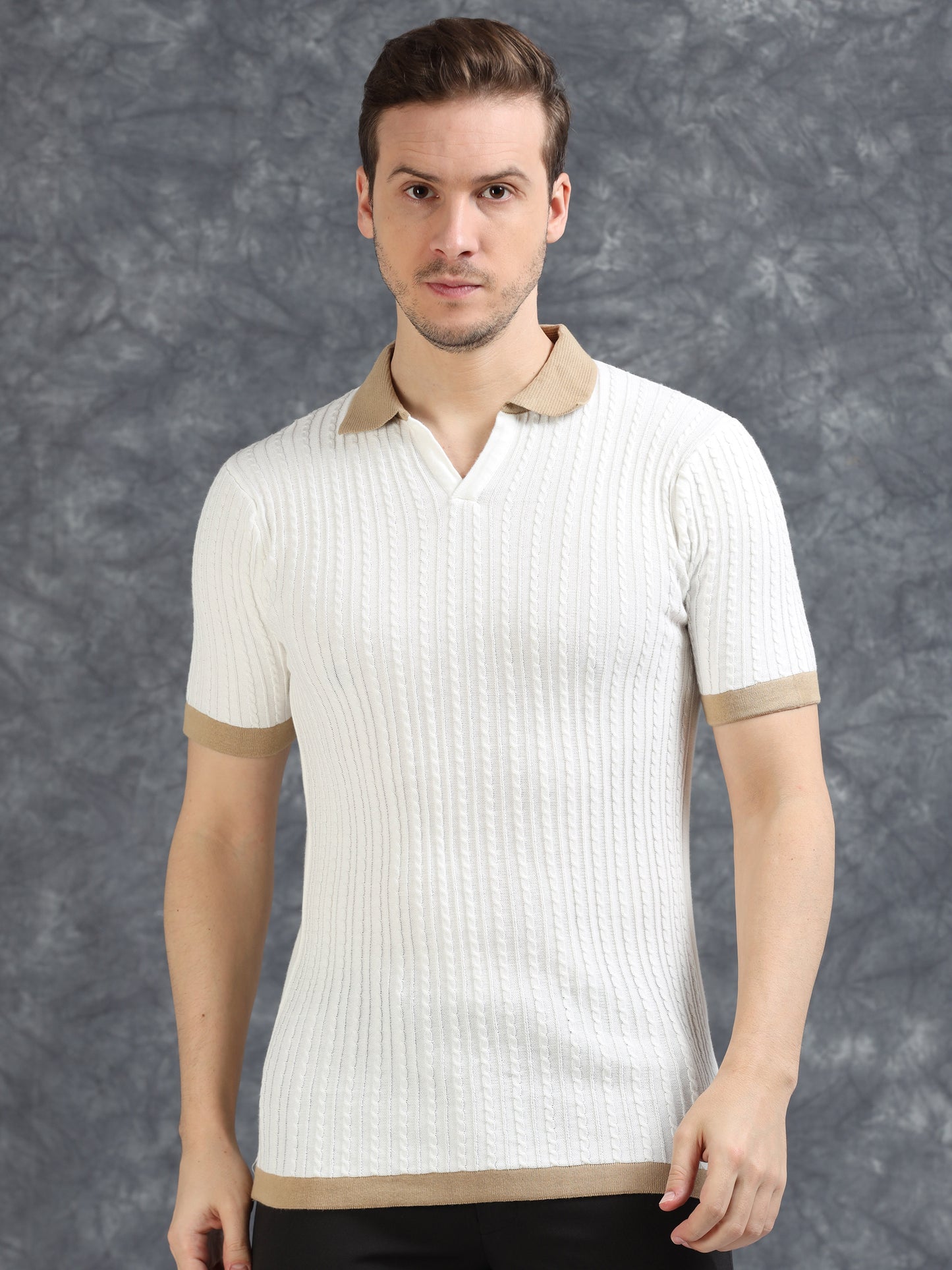 Contrast Color Polo T-Shirt - White