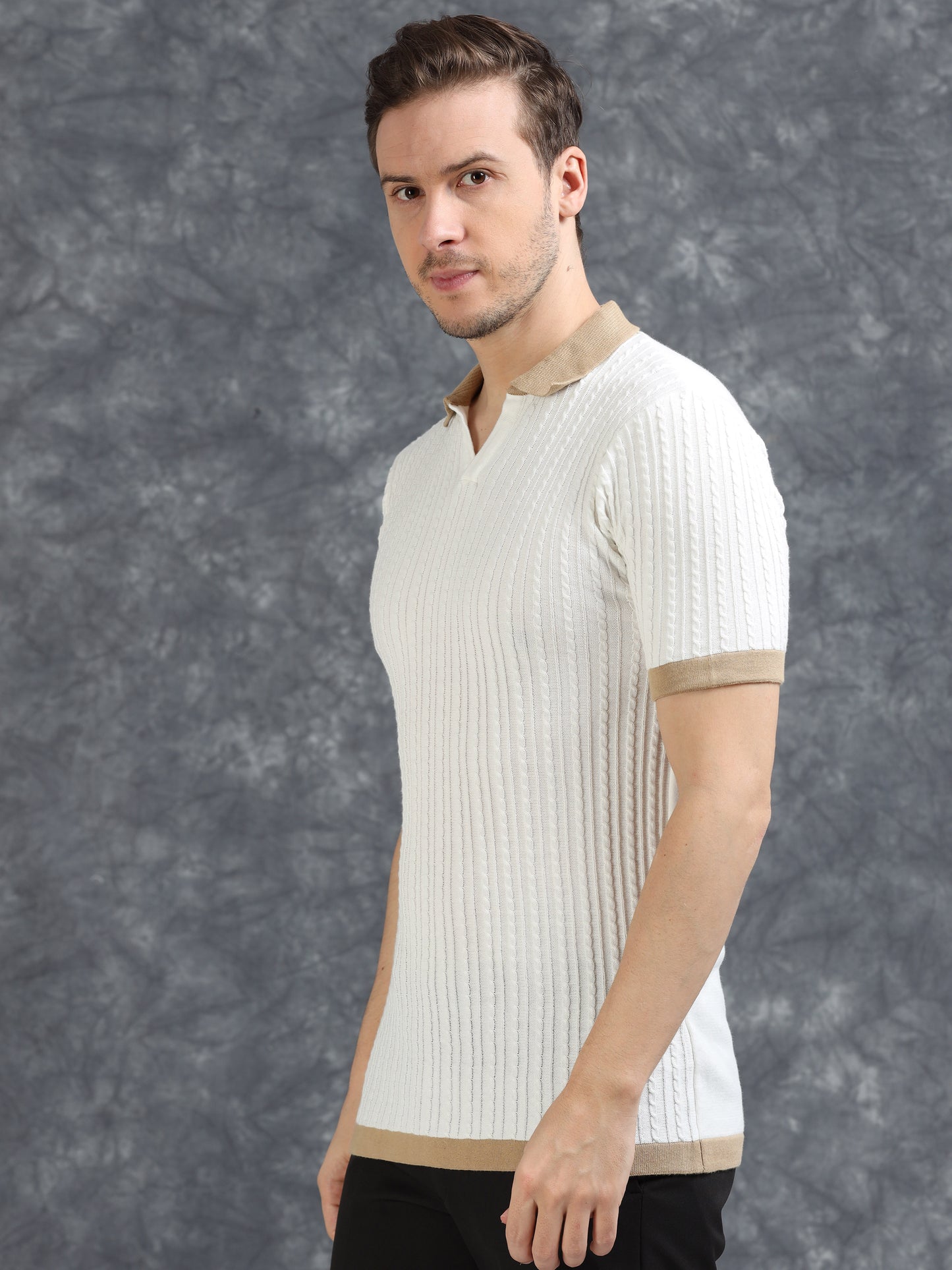Contrast Color Polo T-Shirt - White