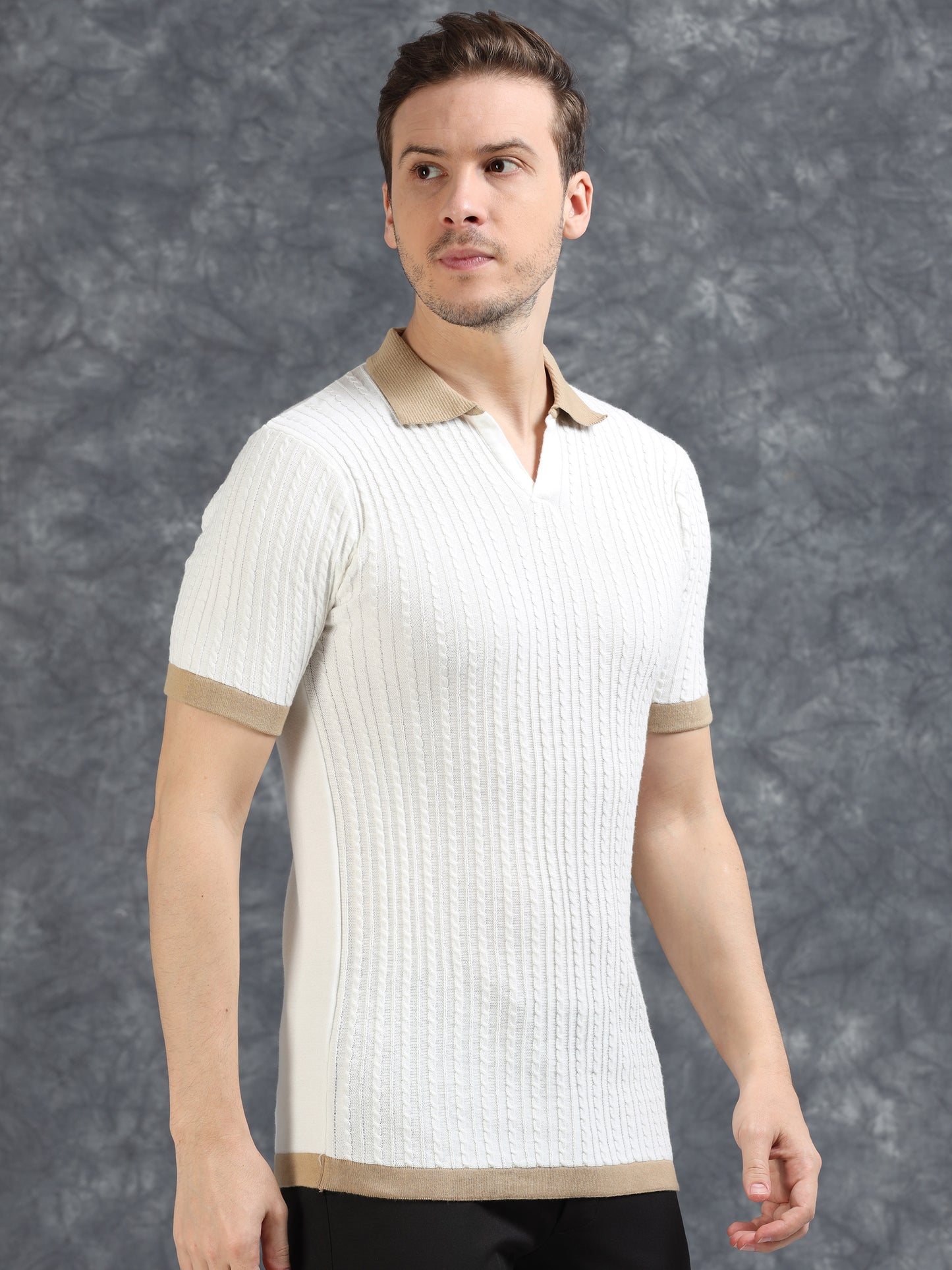 Contrast Color Polo T-Shirt - White