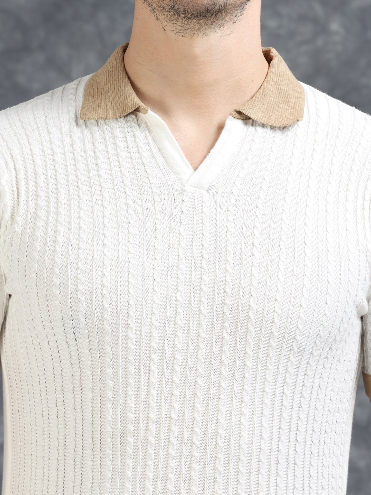 Contrast Color Polo T-Shirt - White