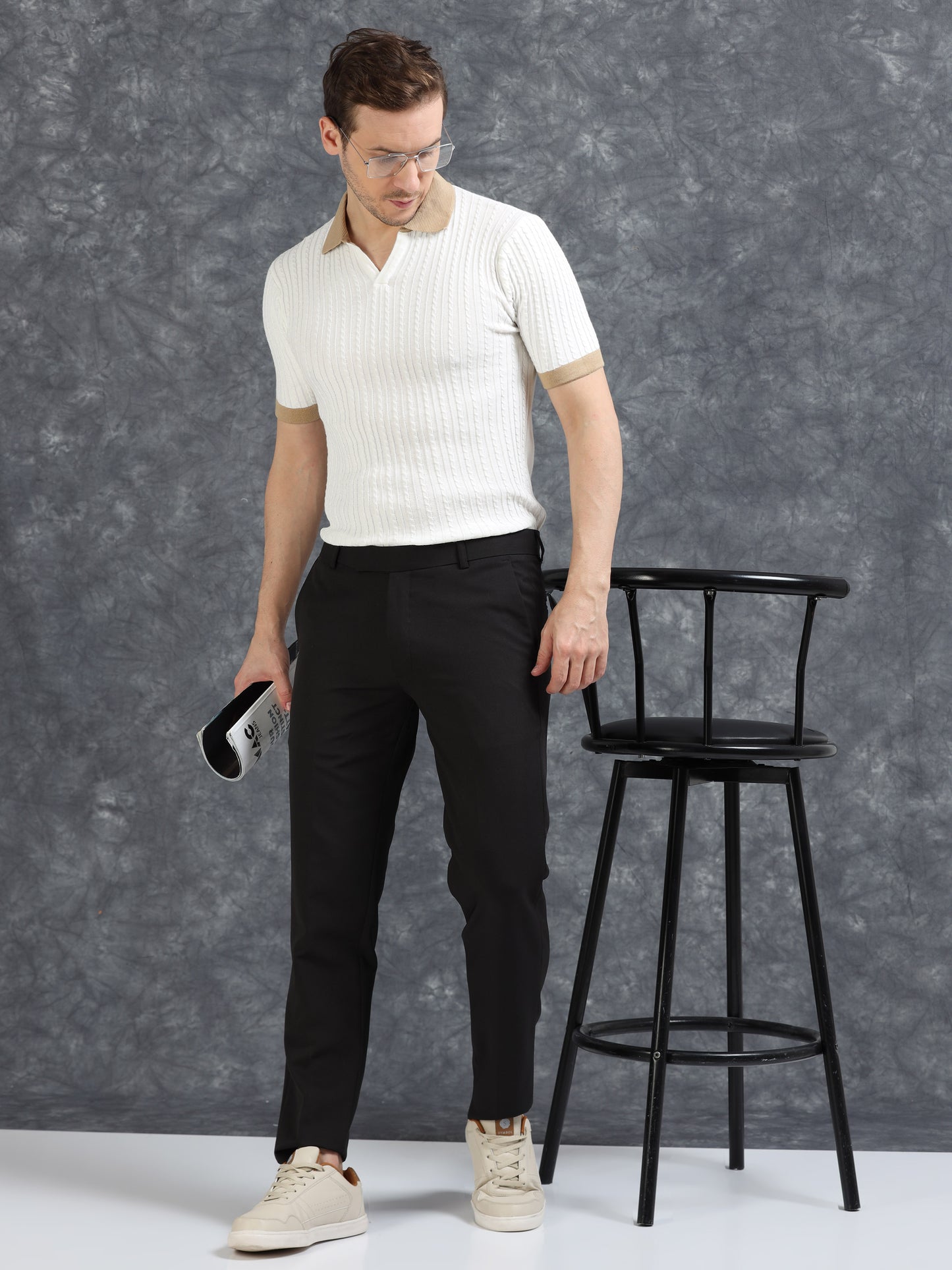Contrast Color Polo T-Shirt - White