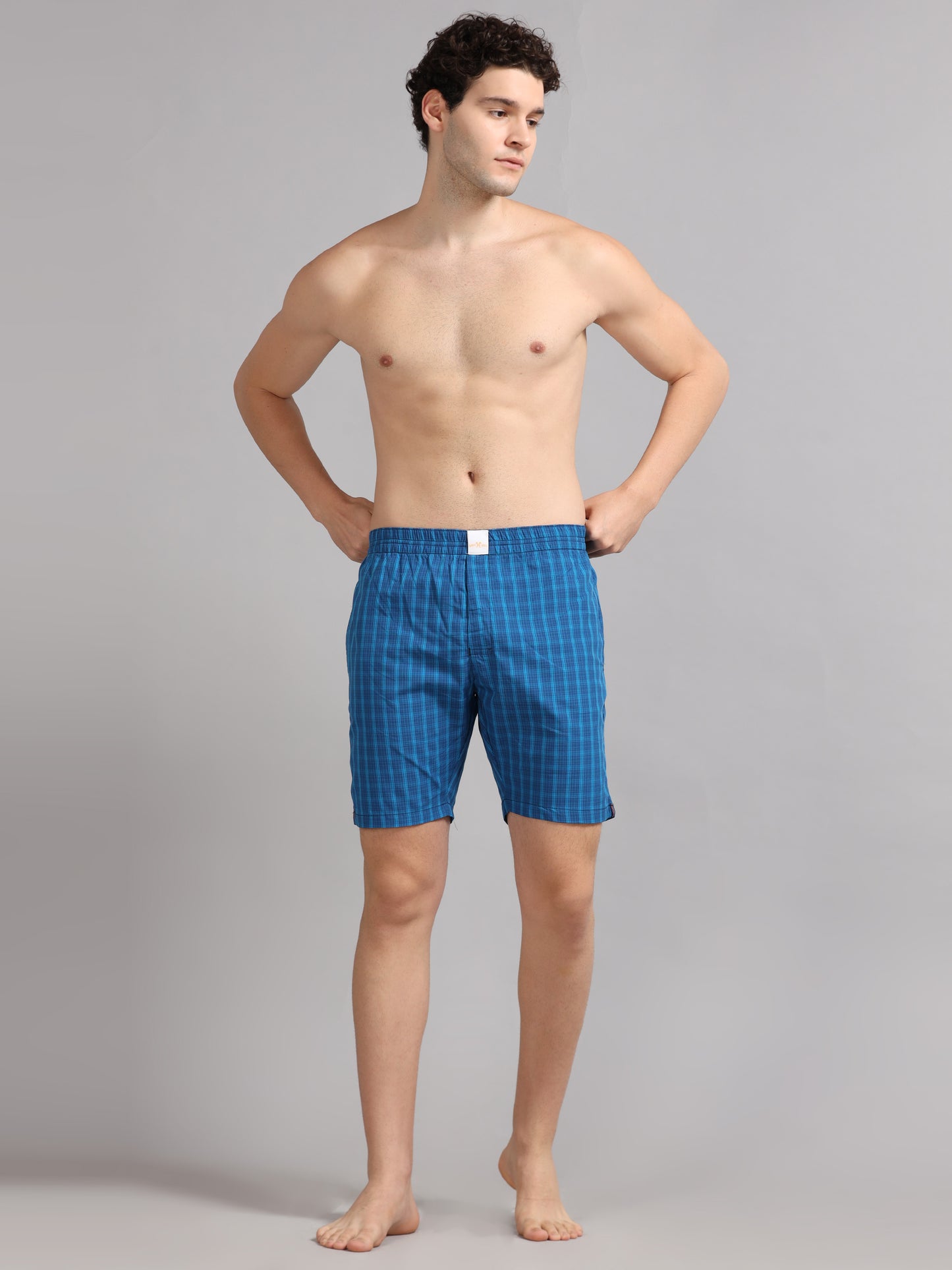 Bright Blue Checks Boxer