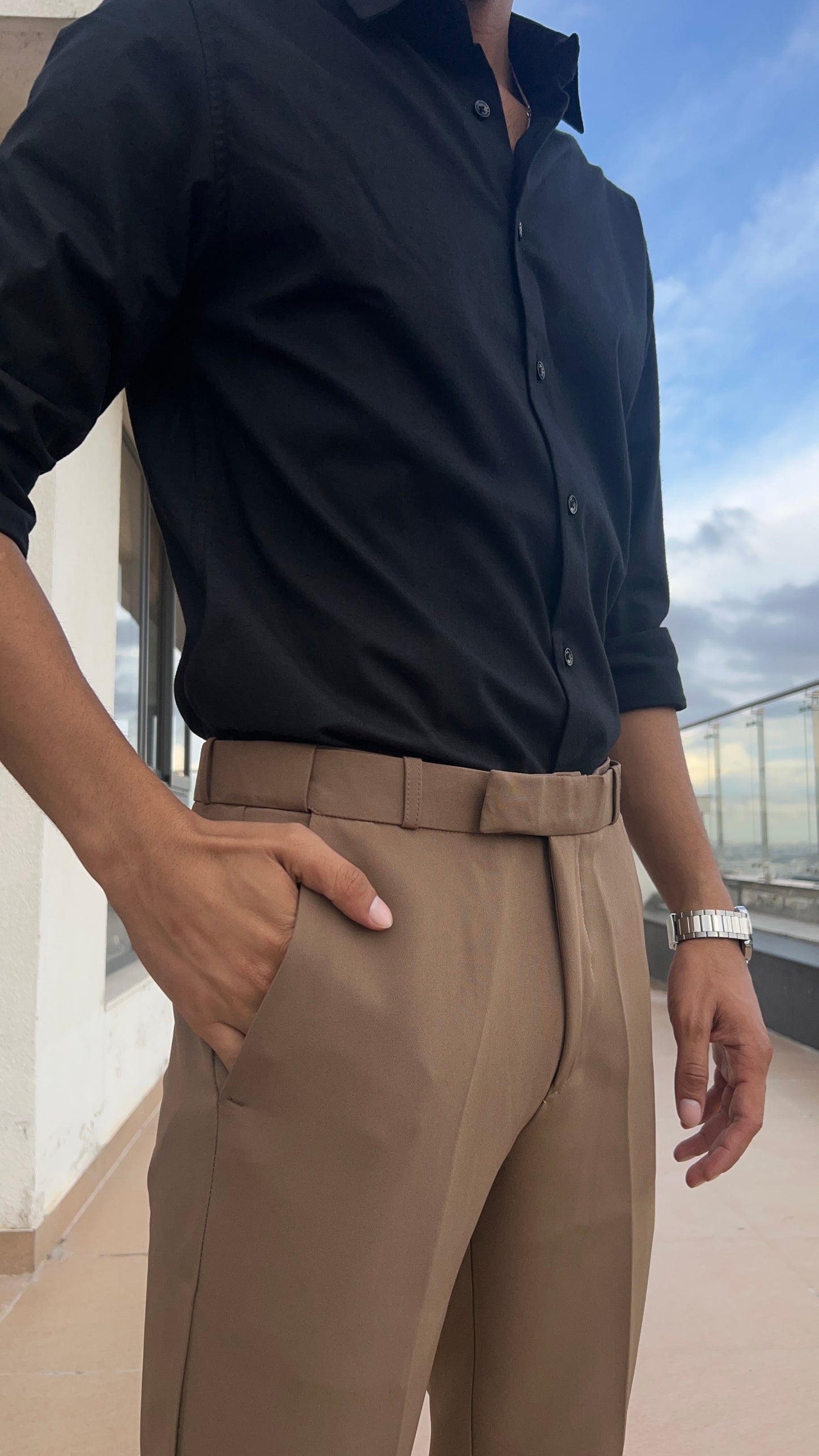 Elegant Beige Formal Trousers