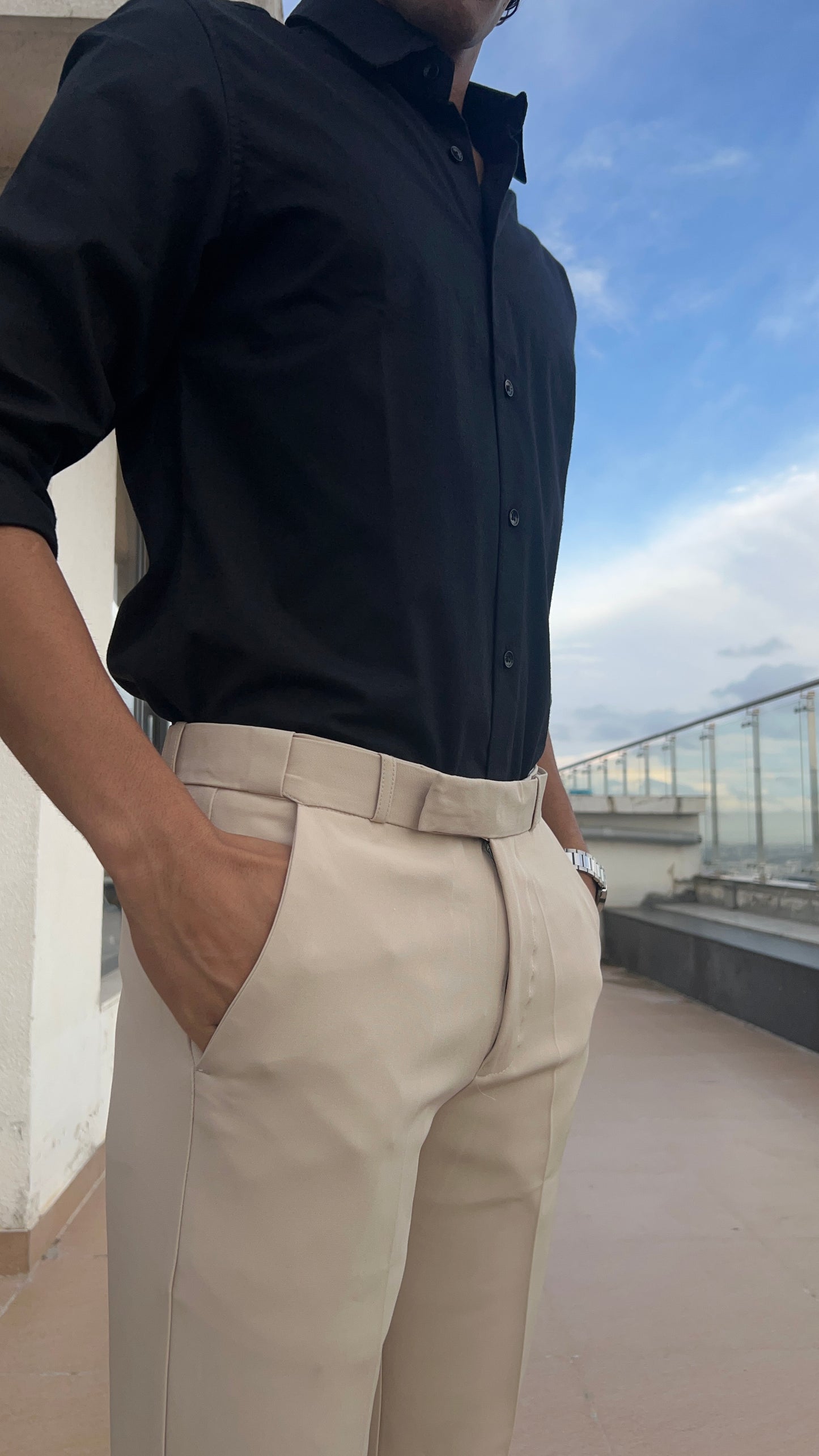 Beige Formal Trousers