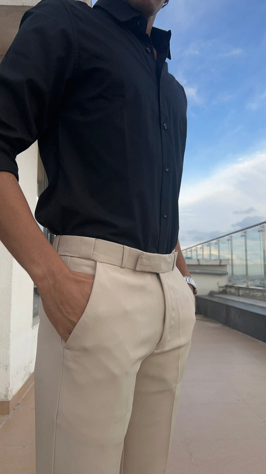 Beige Formal Trousers