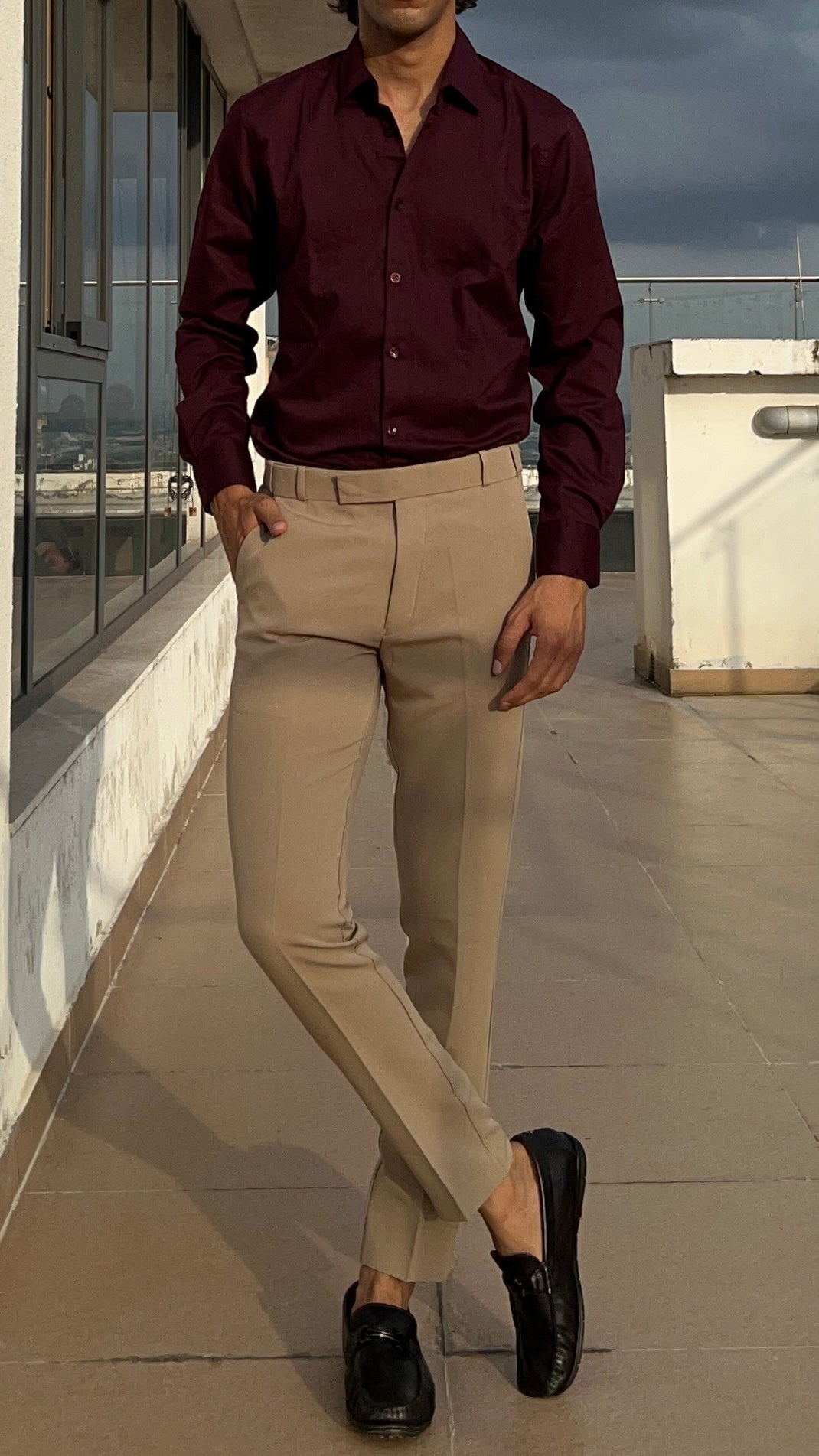 Beige Formal Trousers