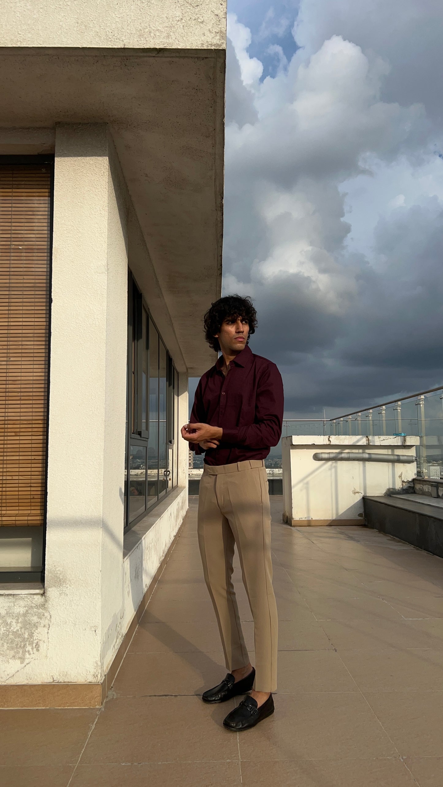Beige Formal Trousers