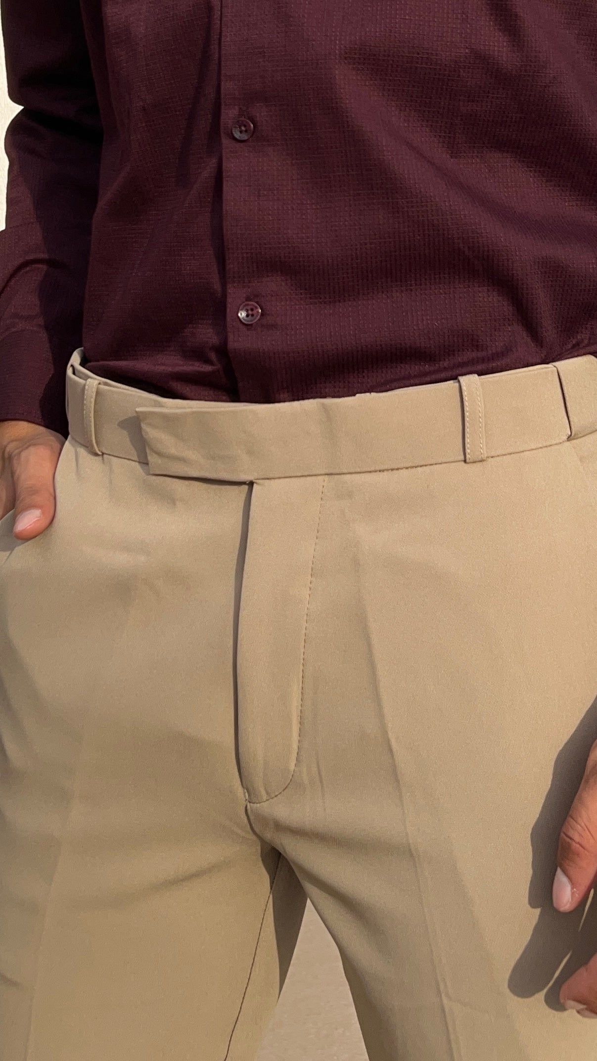 Beige Formal Trousers