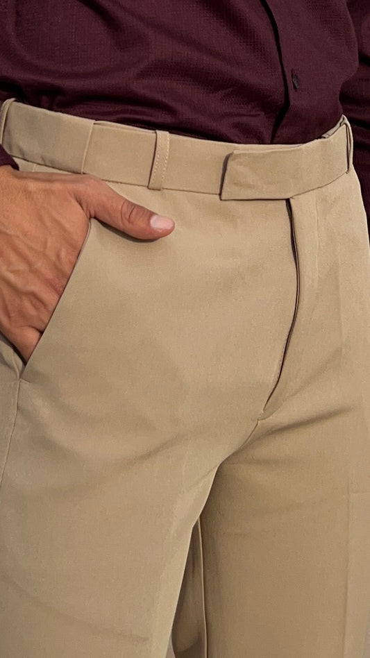 Beige Formal Trousers