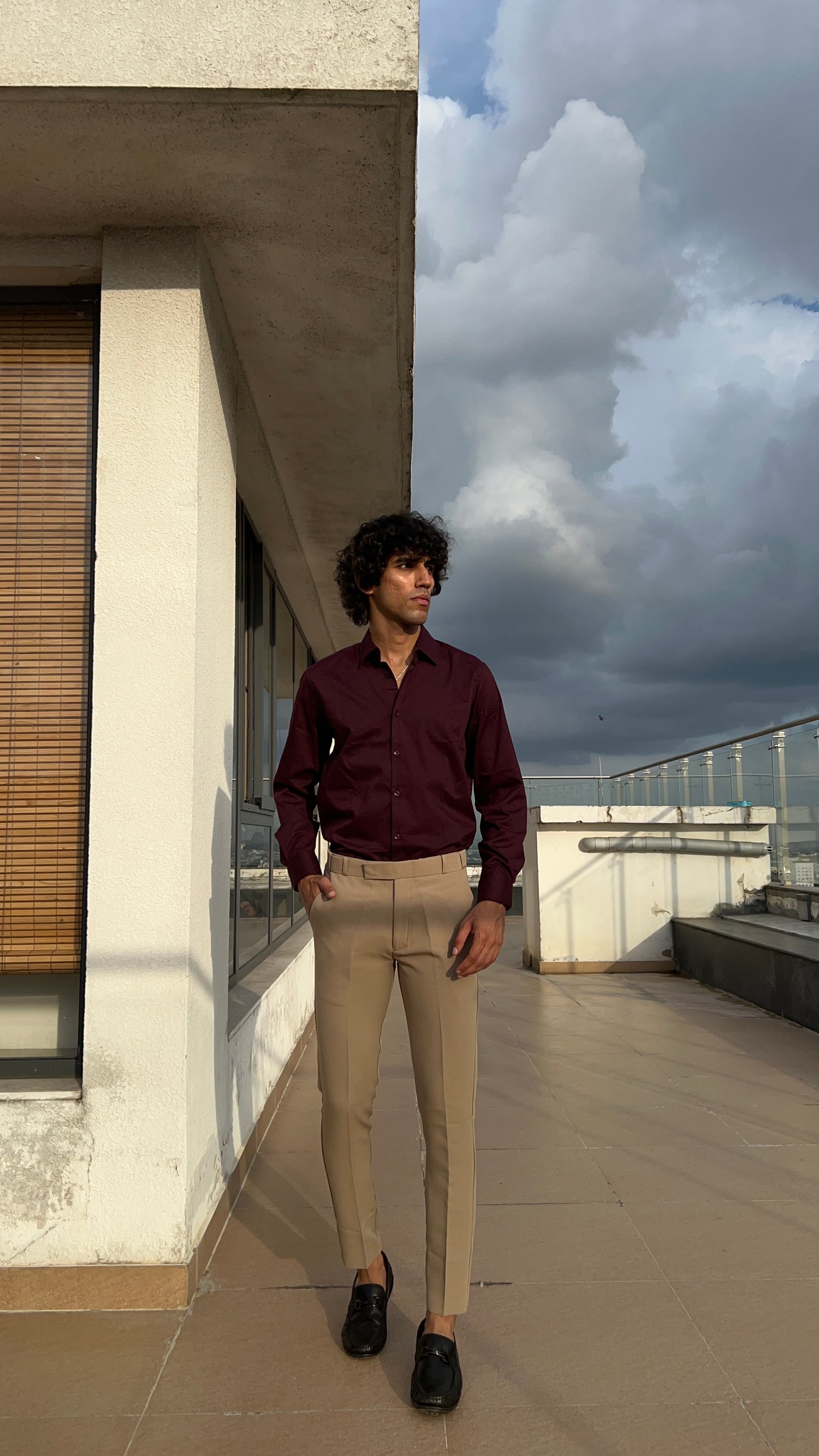 Beige Formal Trousers
