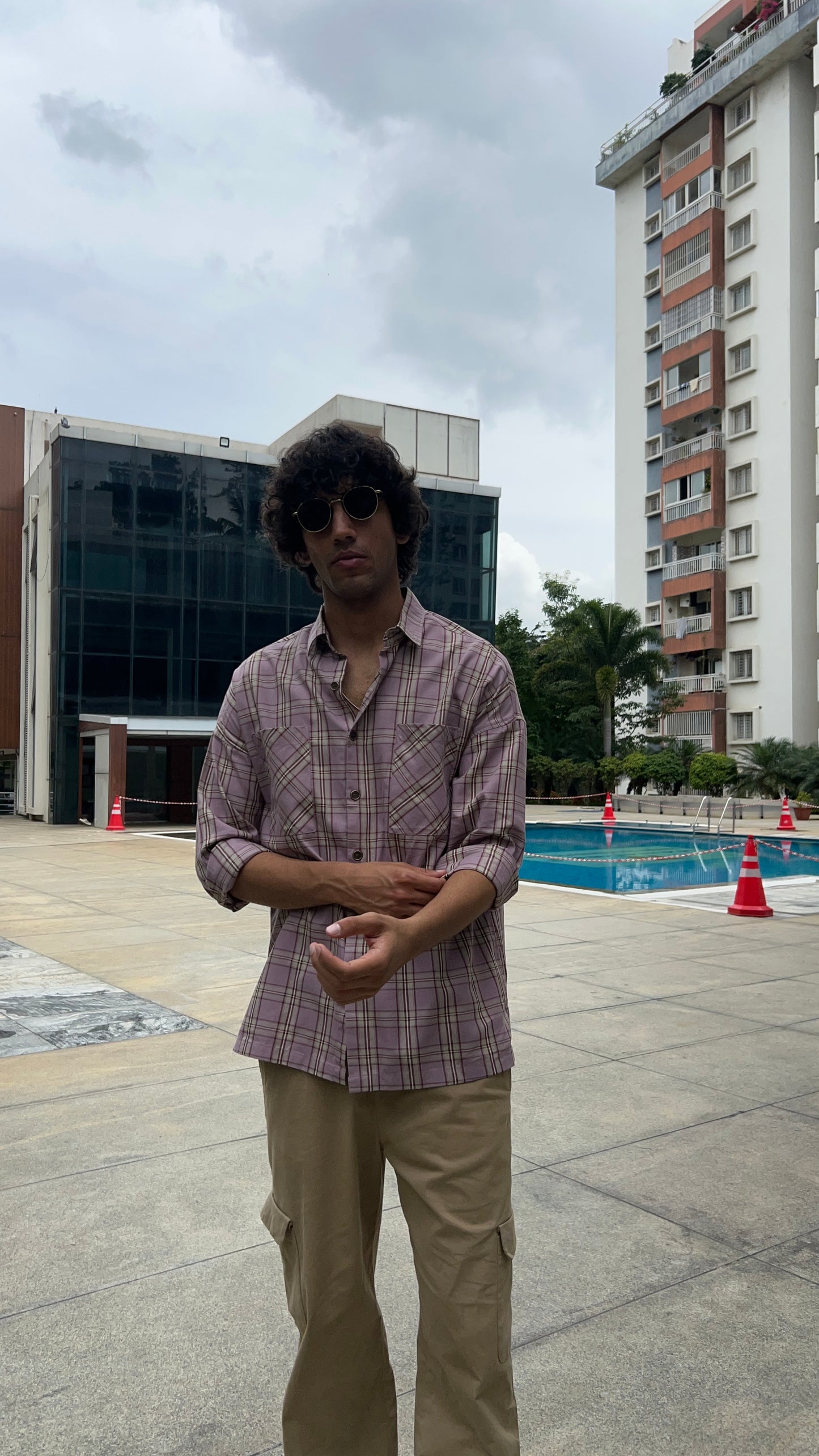 Mauve Beige Checked Shirt