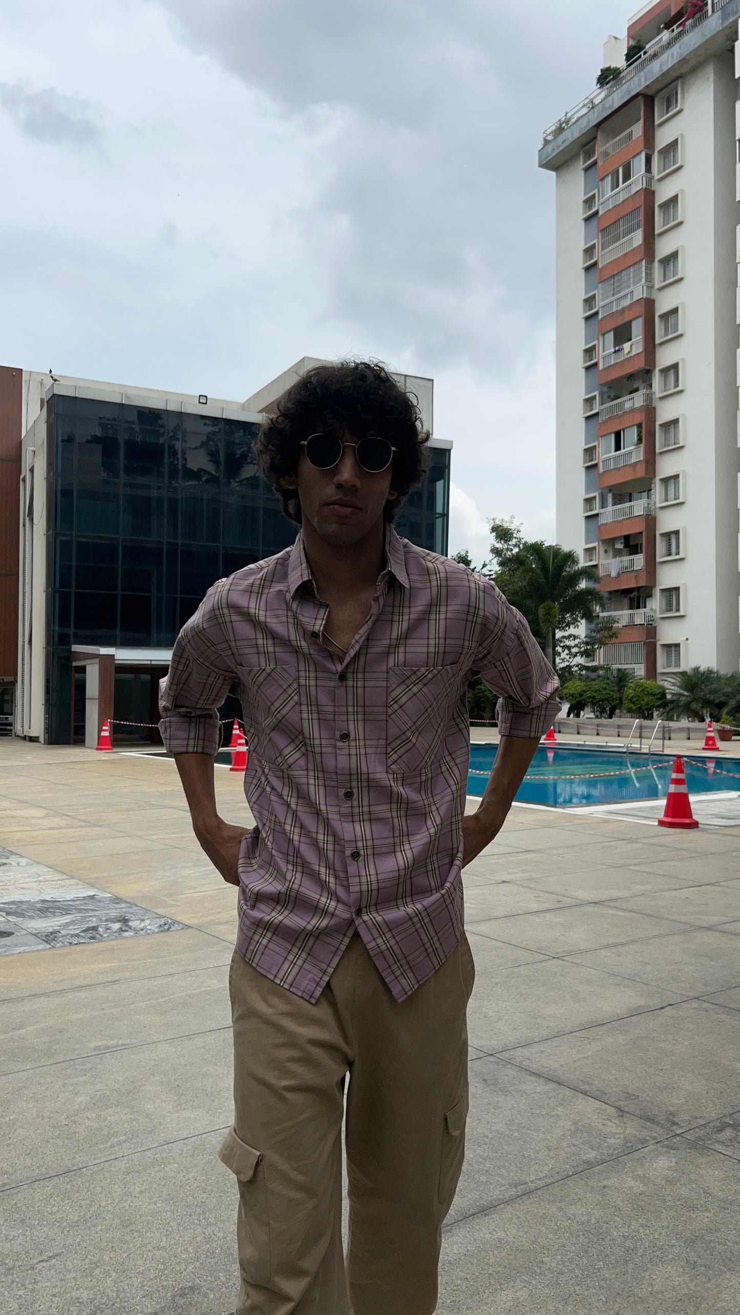 Mauve Beige Checked Shirt