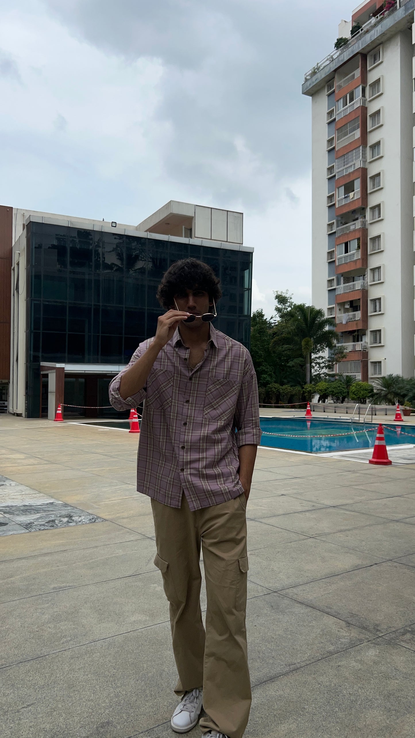 Mauve Beige Checked Shirt