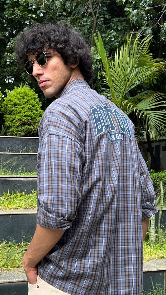 Grey-Blue Check Shirt