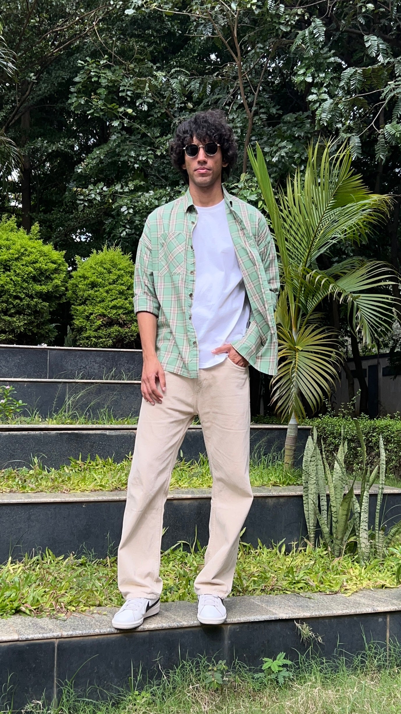 Mint Green Casual Check Shirt
