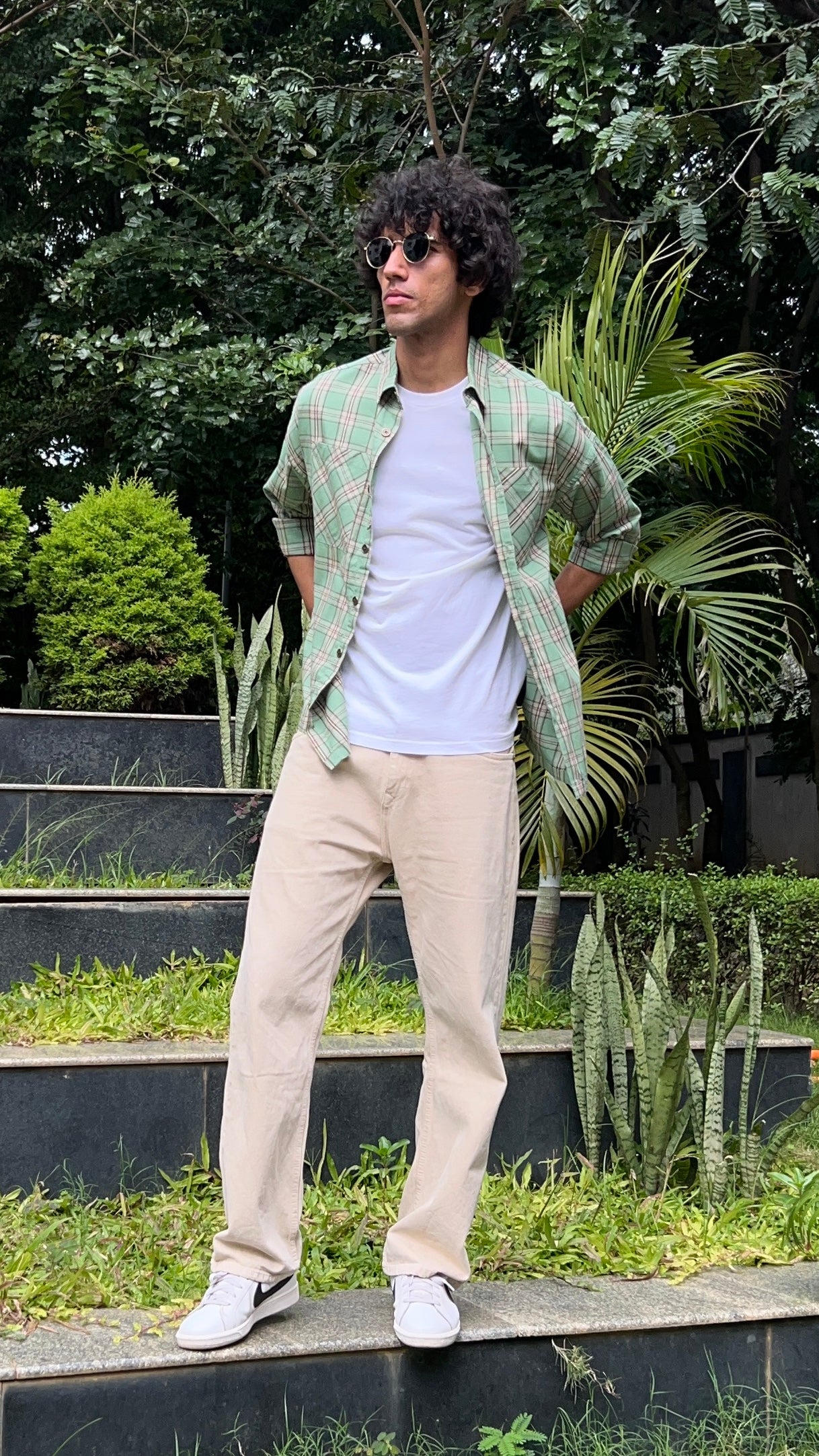 Mint Green Casual Check Shirt