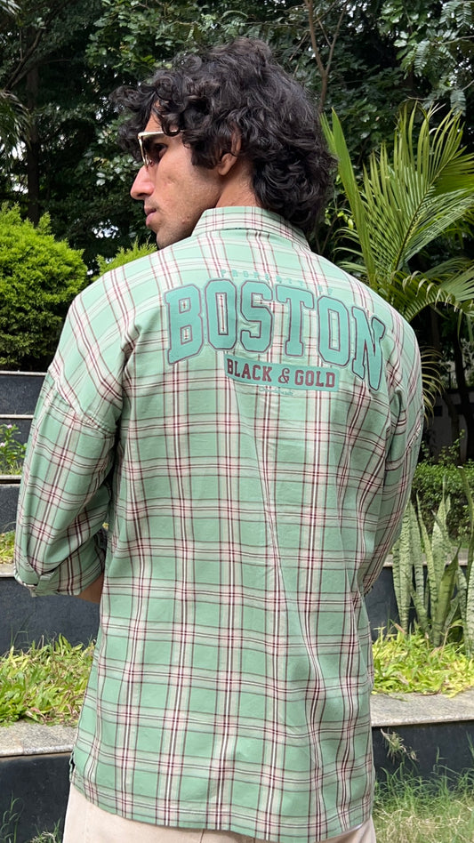 Mint Green Casual Check Shirt