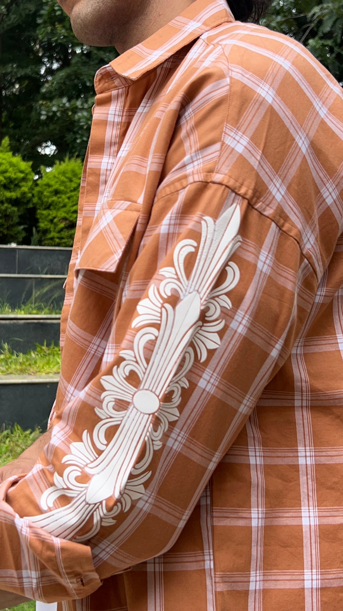 Rust Check Drop Shoulder Shirt