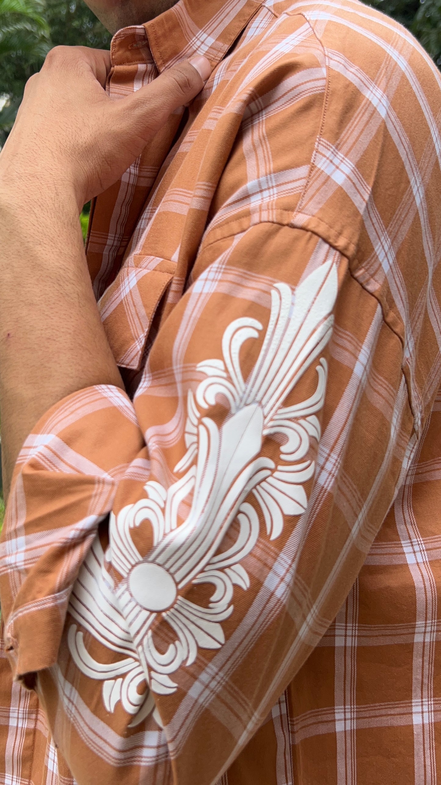 Rust Check Drop Shoulder Shirt