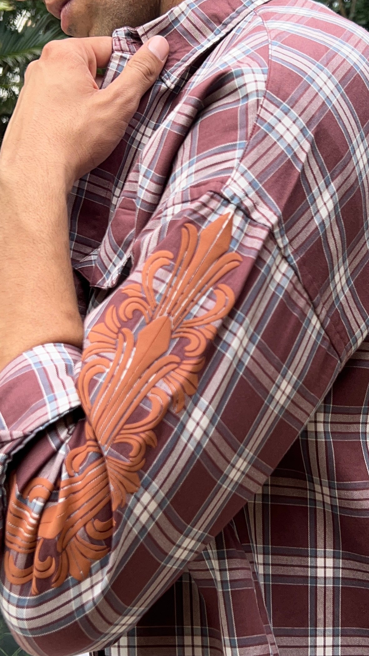 Maroon Check Drop Shoulder Shirt