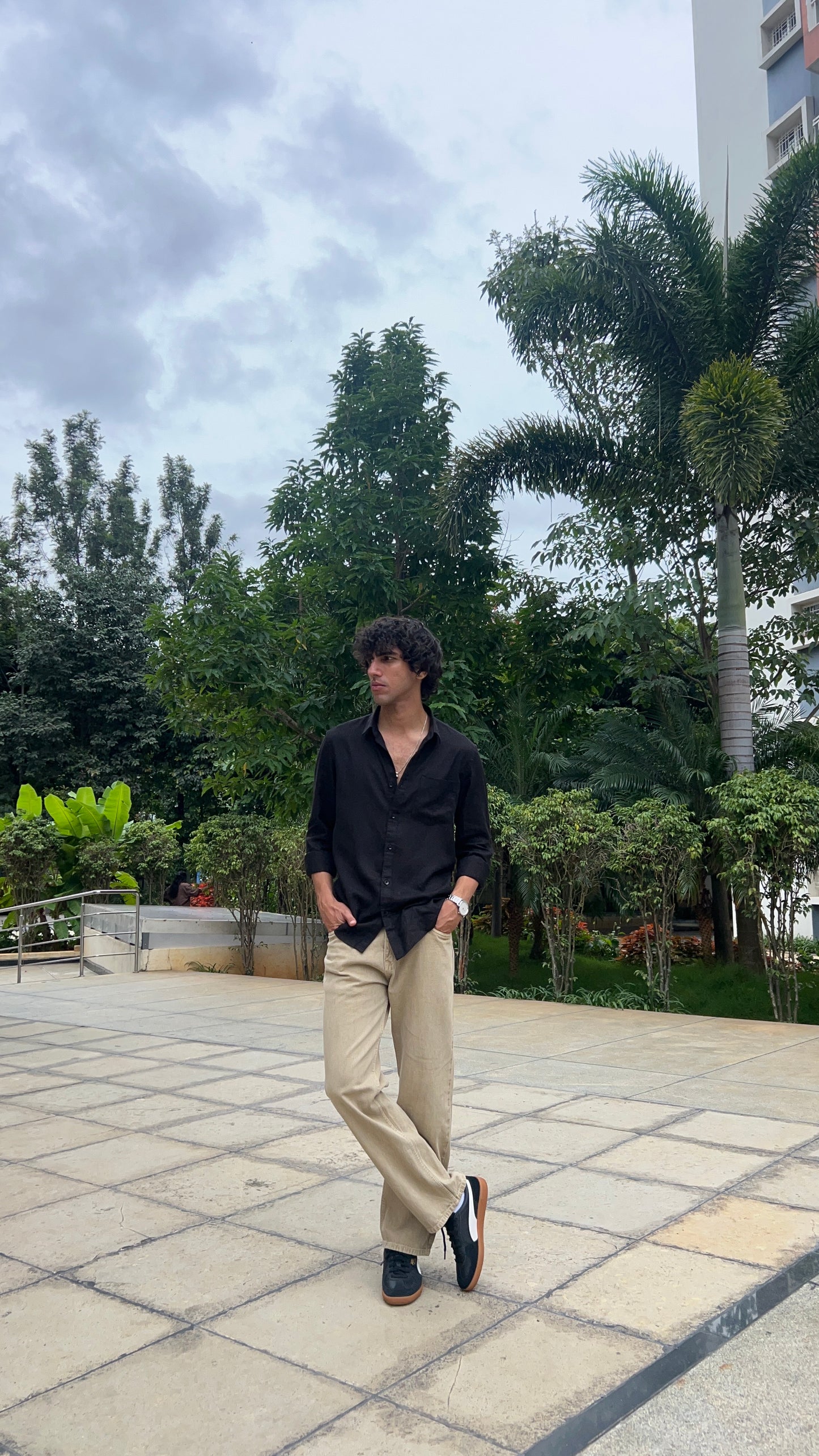 linen black shirt