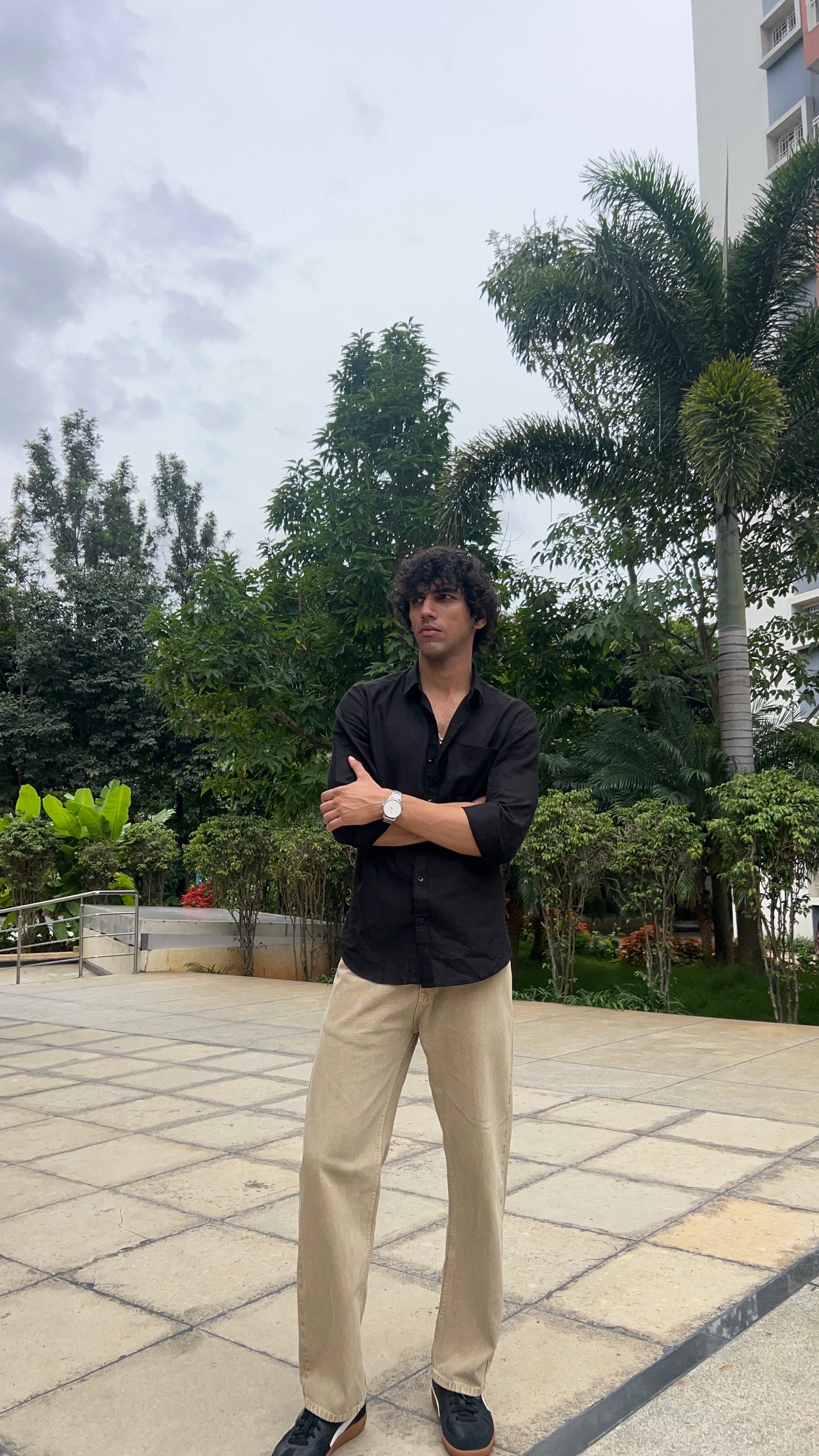 linen black shirt