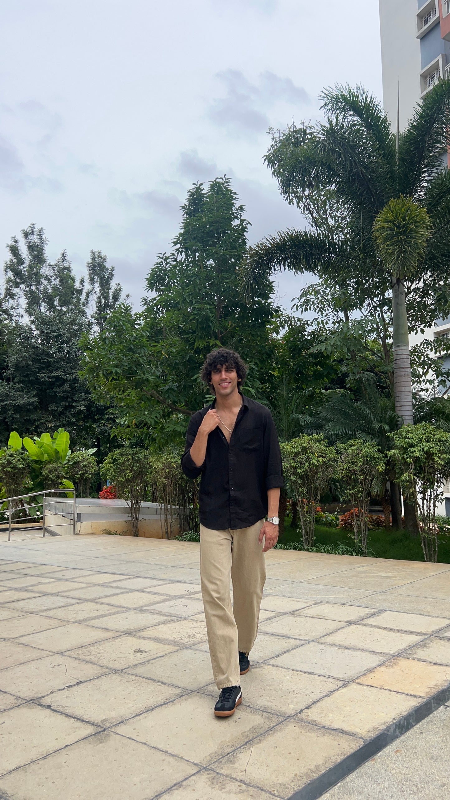 linen black shirt