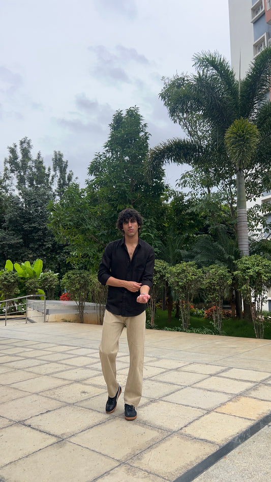 linen black shirt
