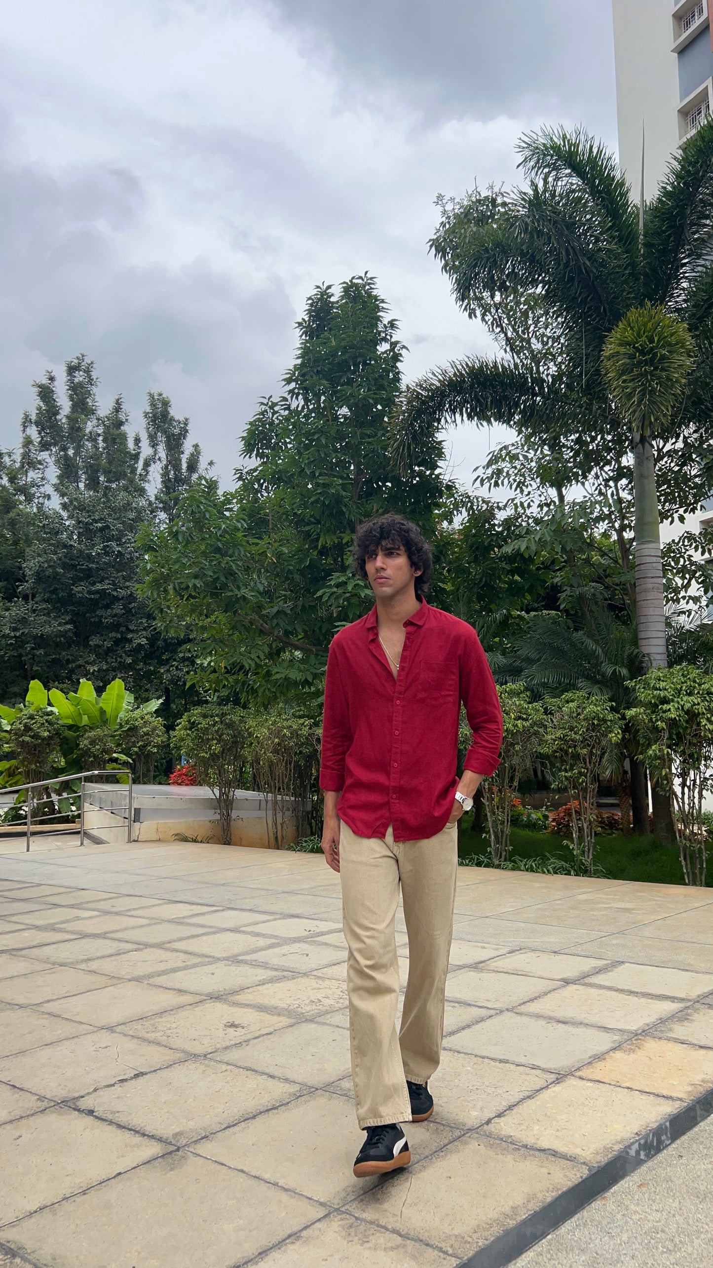 linen rich crimson red shirt