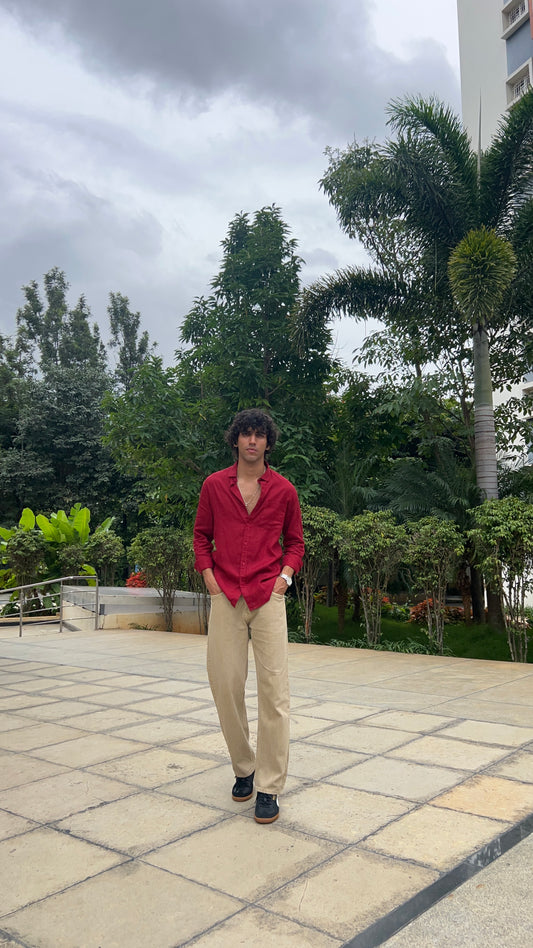 linen rich crimson red shirt