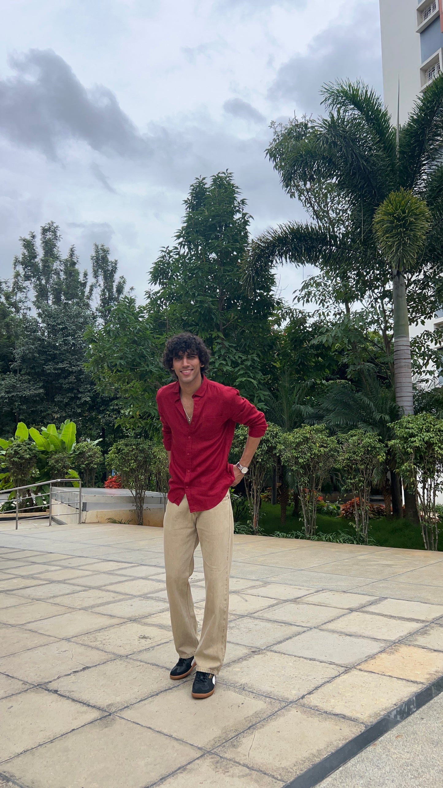 linen rich crimson red shirt