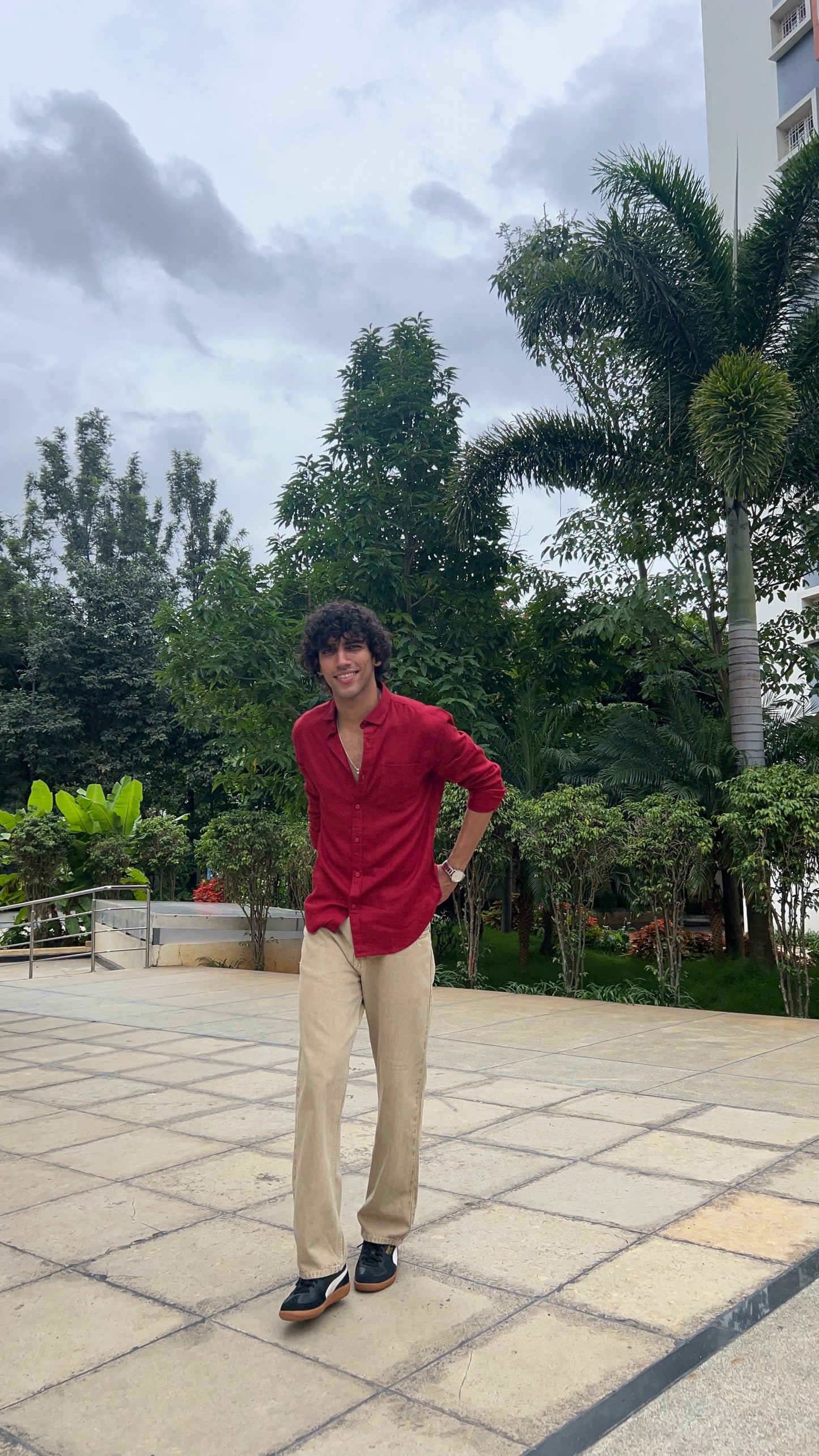 linen rich crimson red shirt