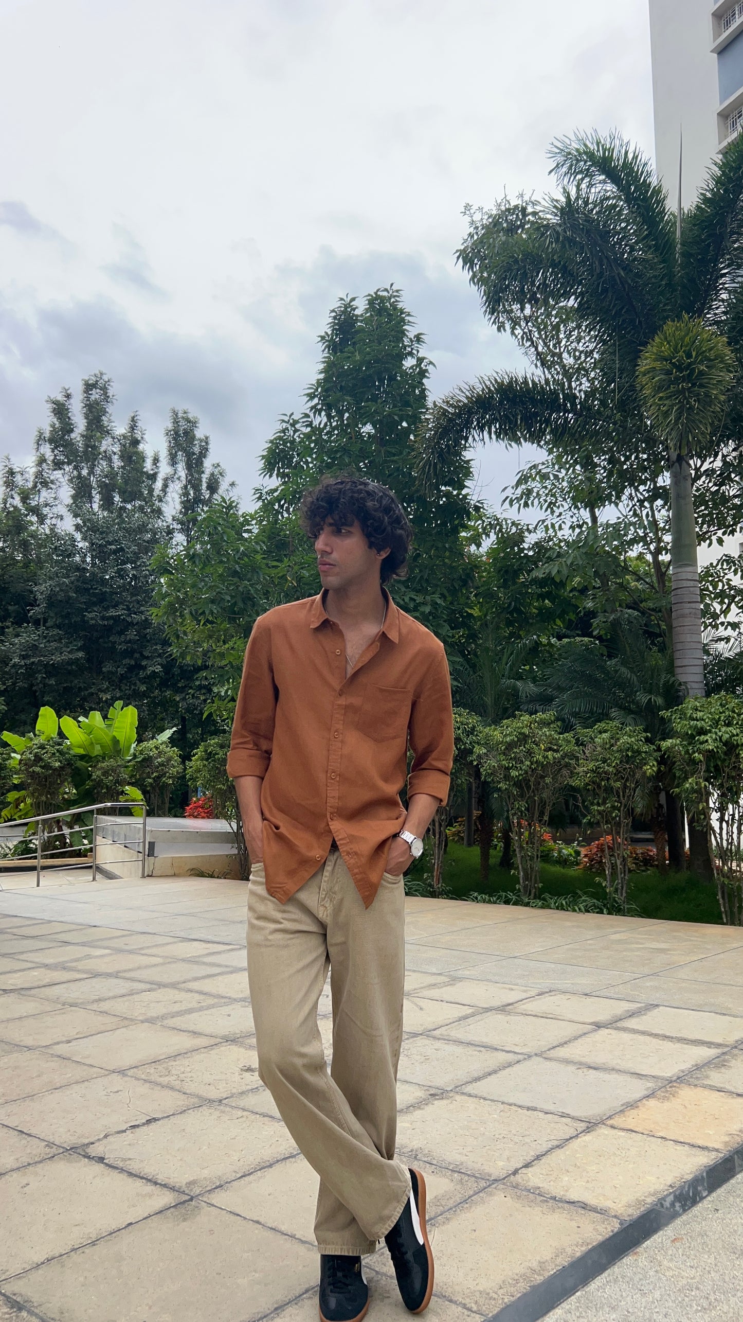 linen  warm rust brown  shirts