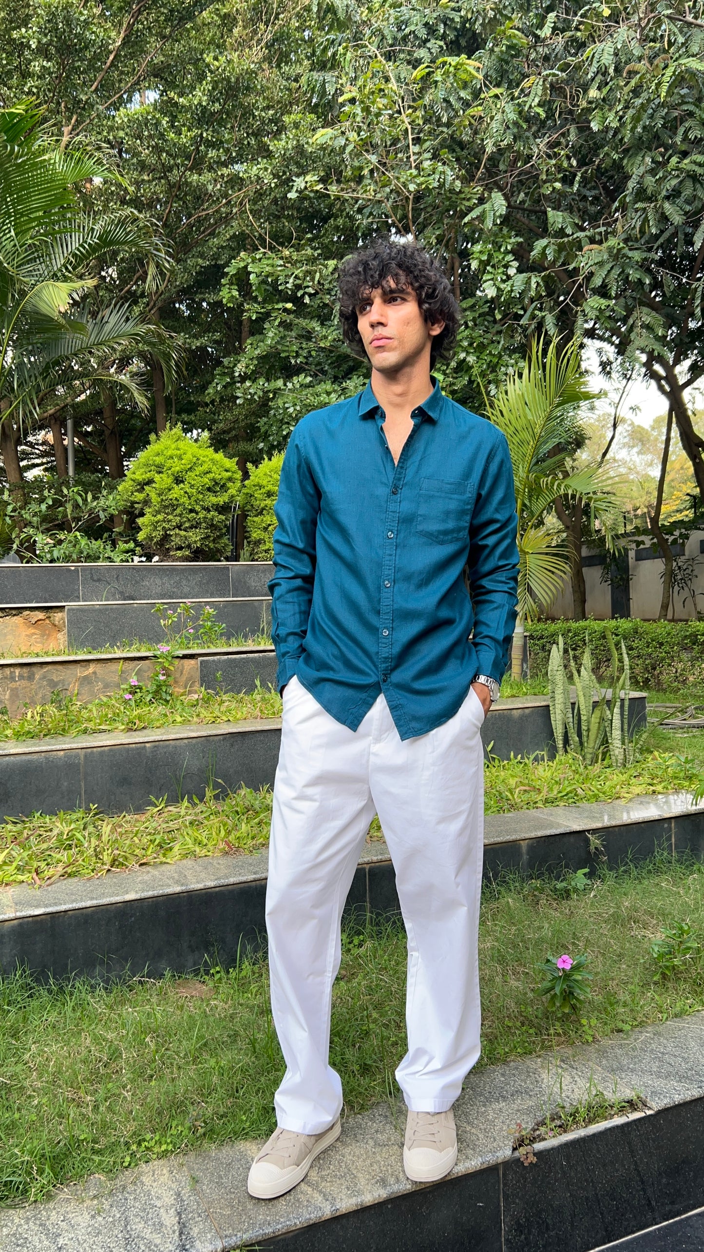 linen dark teal shirts