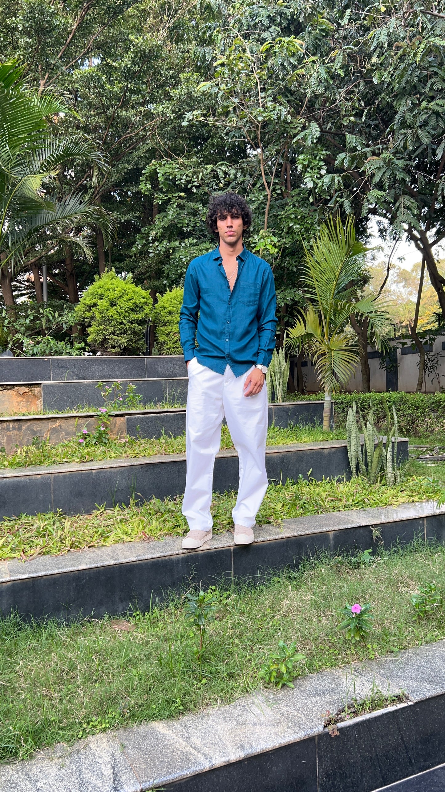 linen dark teal shirts