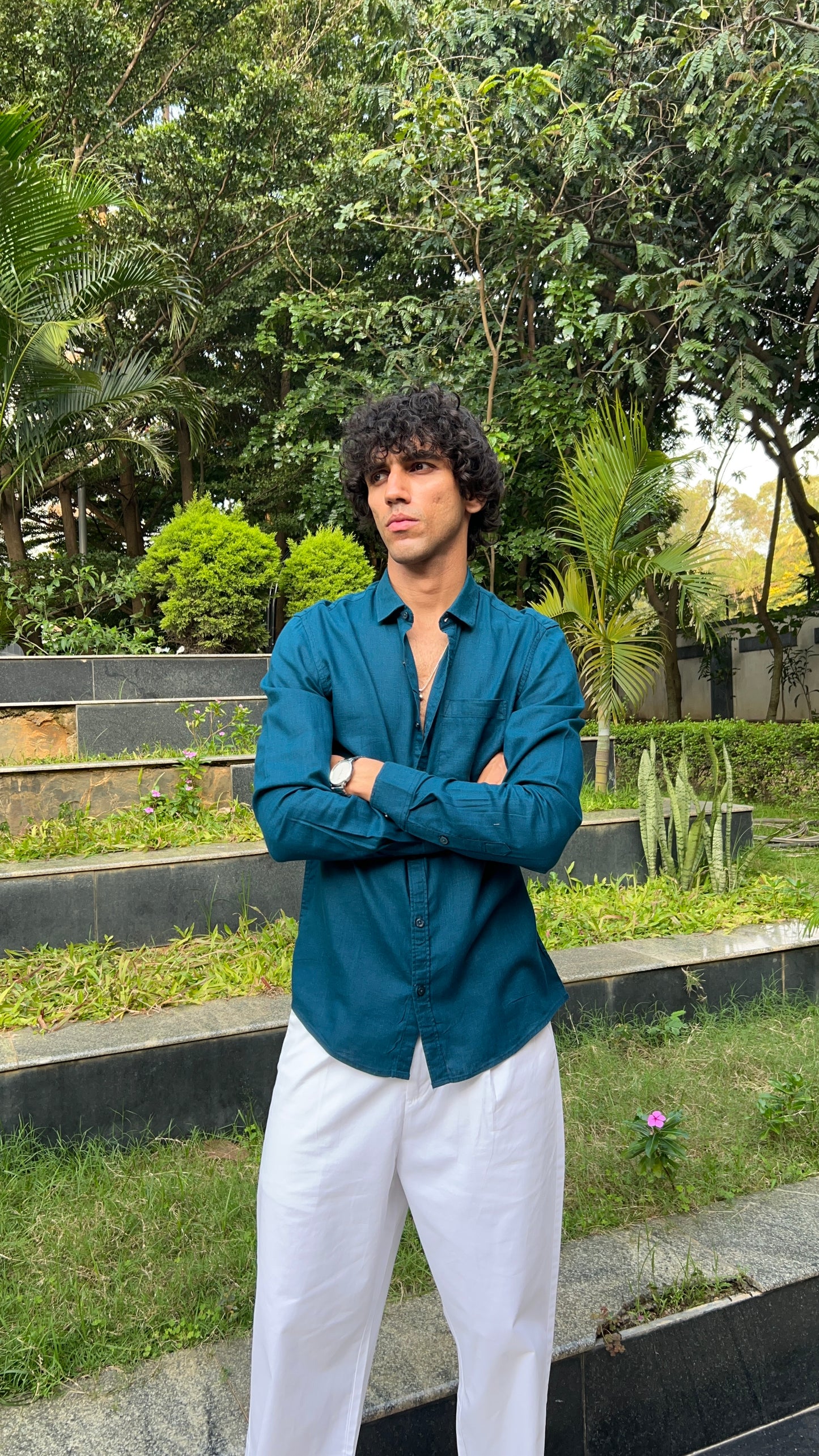linen dark teal shirts