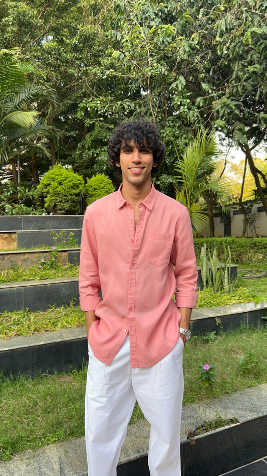 linen dark Pink shirts